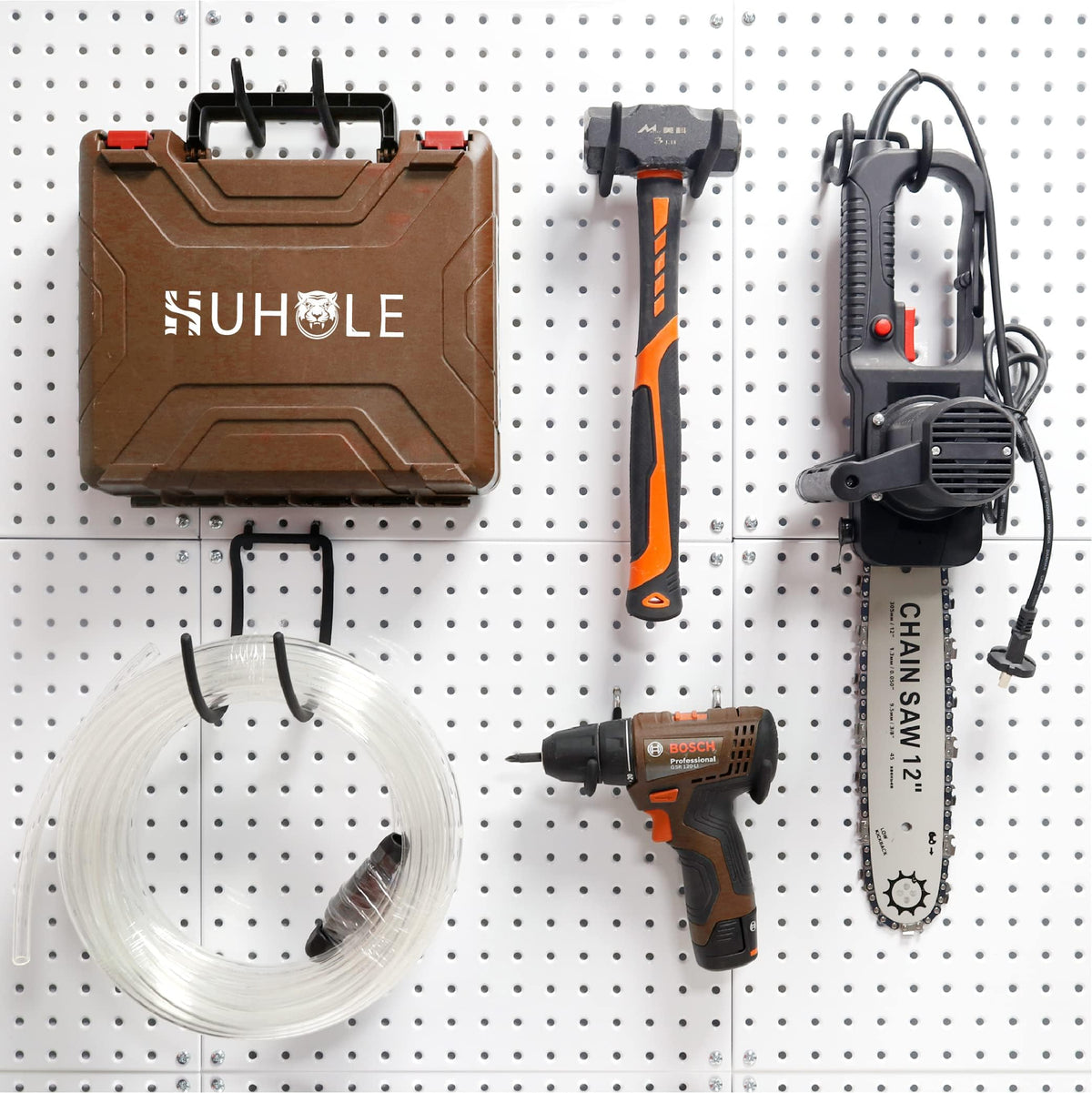 HUHOLE 24 Pack Pegboard Drill Holder Tool Hooks for 1 4 Inch - HUHOLE Official Imagery - 4
