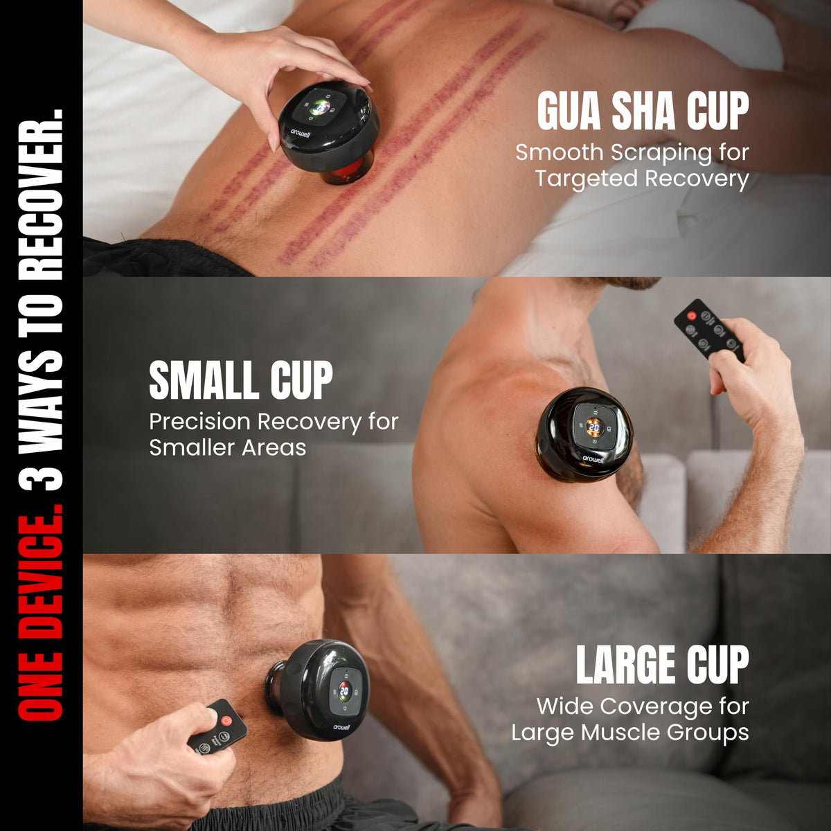 Smart Cupping Therapy Massager with Red Light Heat 12 Levels - AROWELL Official Imagery - 6