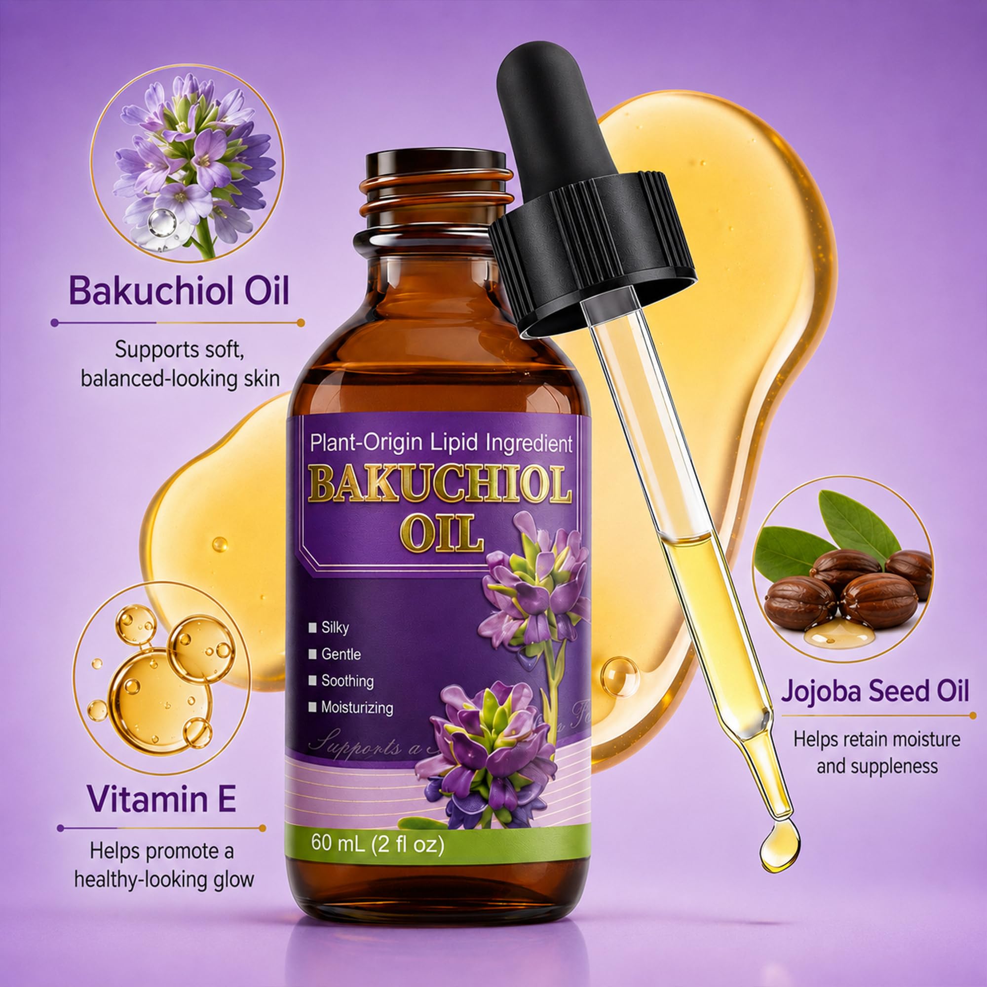 Bakuchiol Oil Organic Cold Pressed for Face, Retinol Alternative Anti Aging - Generic Official Product View 5
