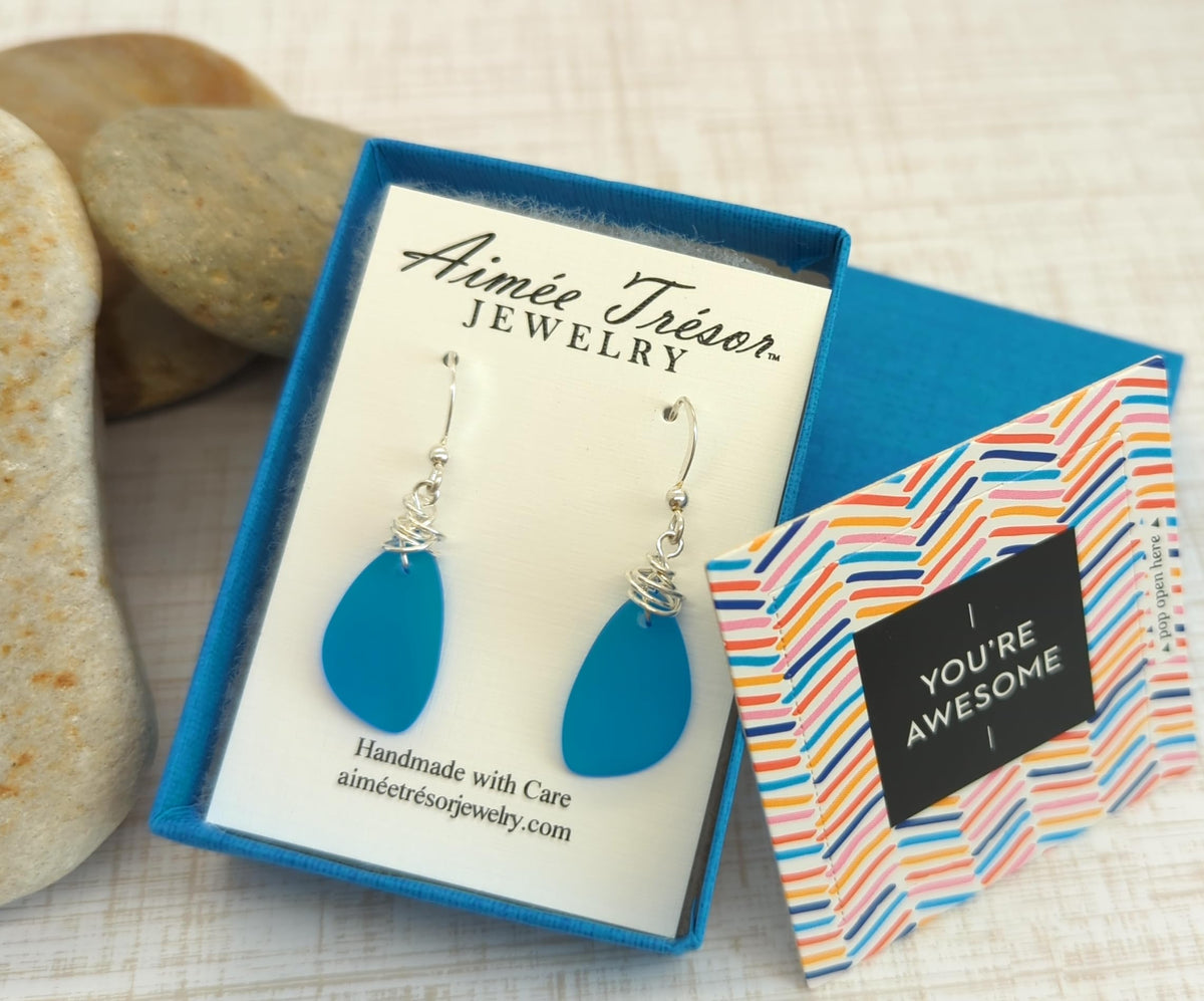 Popular Recycled Sea Glass Earrings on Sterling Silver Hooks - Aimee Tresor Official Imagery - 7