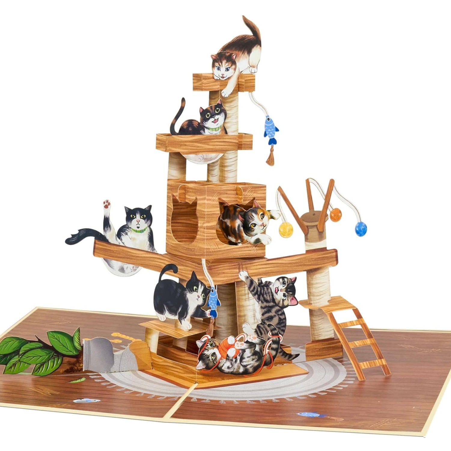 POPWOW cat tree pop-up greeting card featuring funny 3D cats, perfect for birthdays, Valentine’s Day, or Mother’s Day gifts