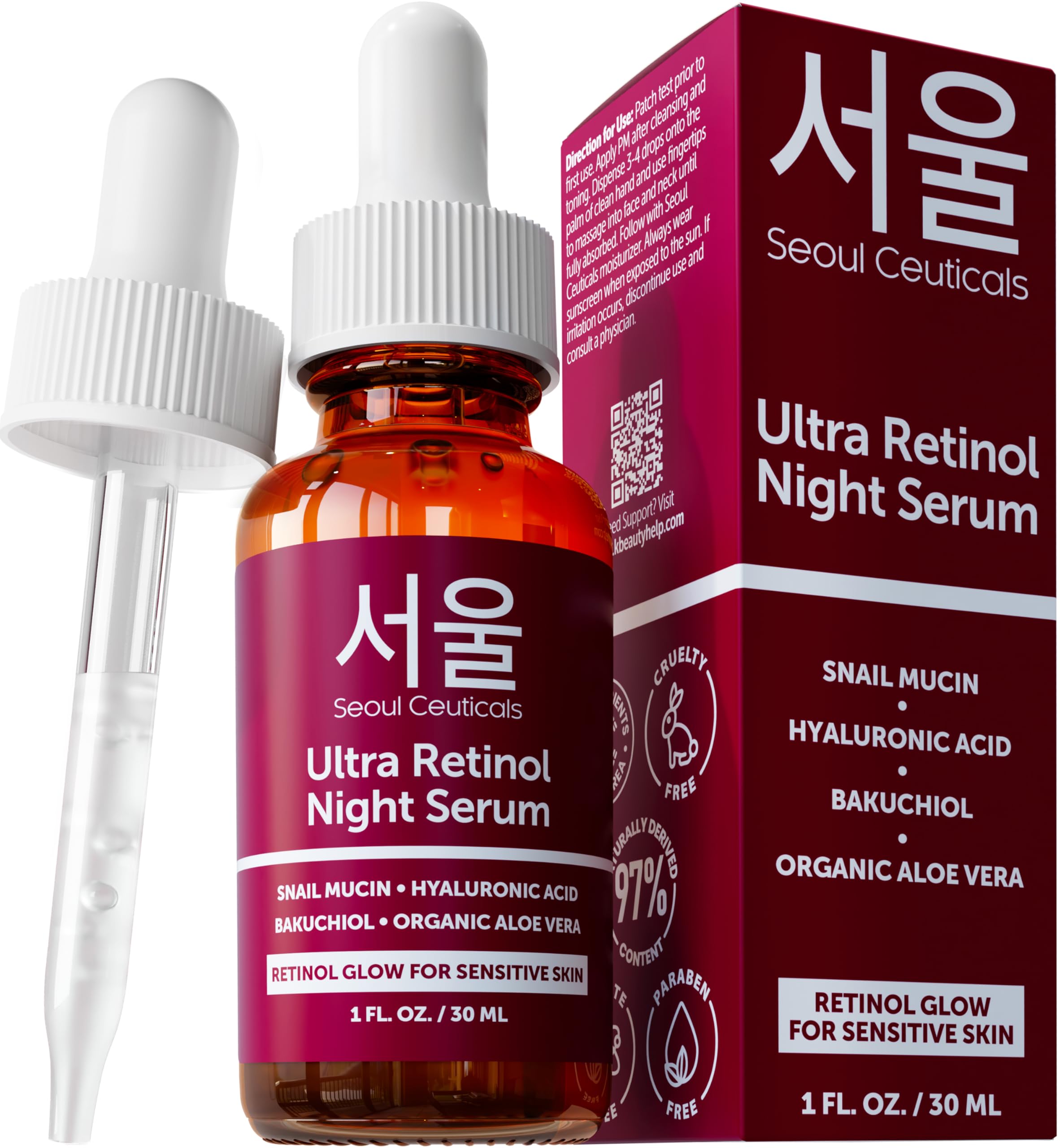 SeoulCeuticals 1% Retinol Snail Mucin Night Serum for Face - SeoulCeuticals
