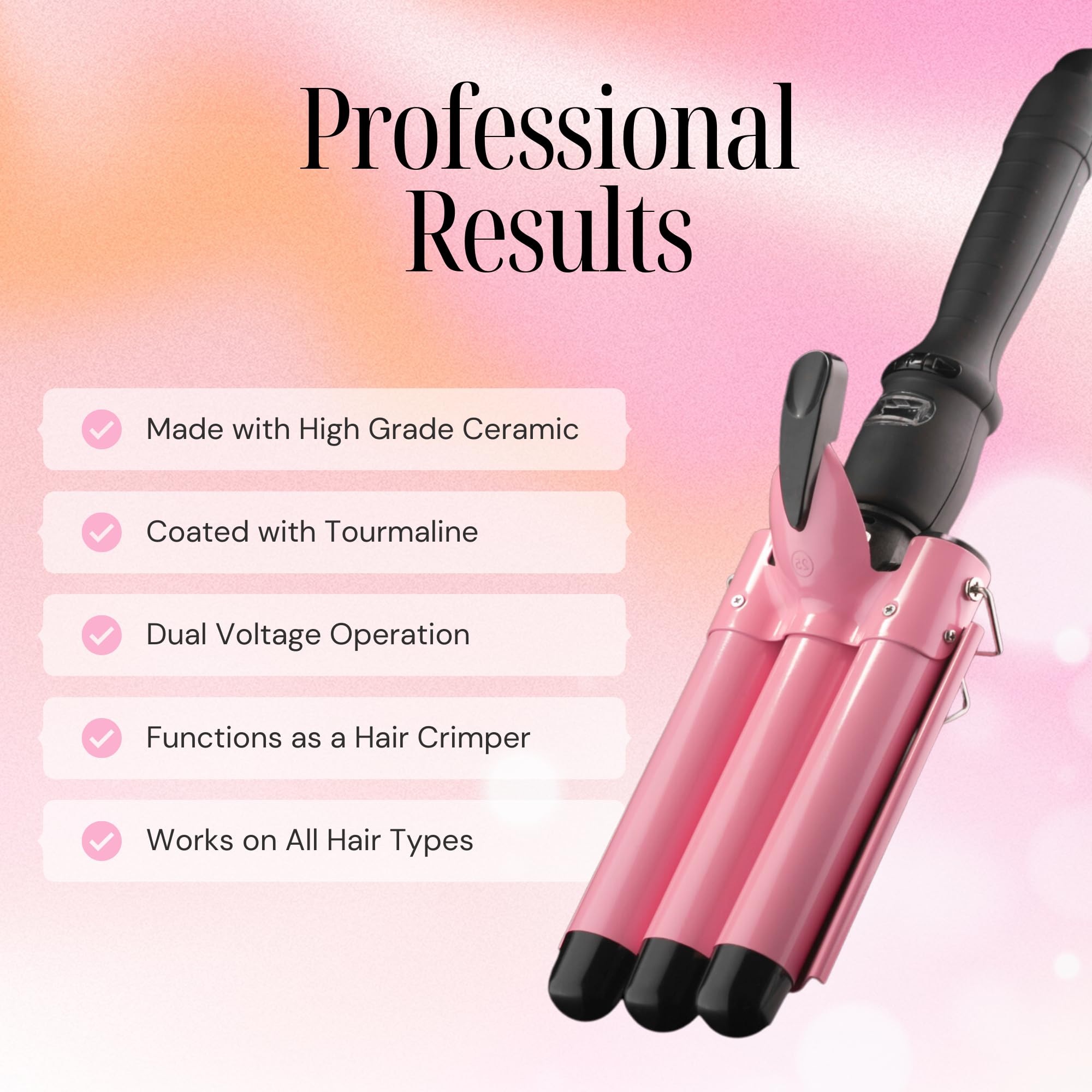 Alure Three Barrel Curling Iron Wand Hair Waver with LCD Temperature D - View 4