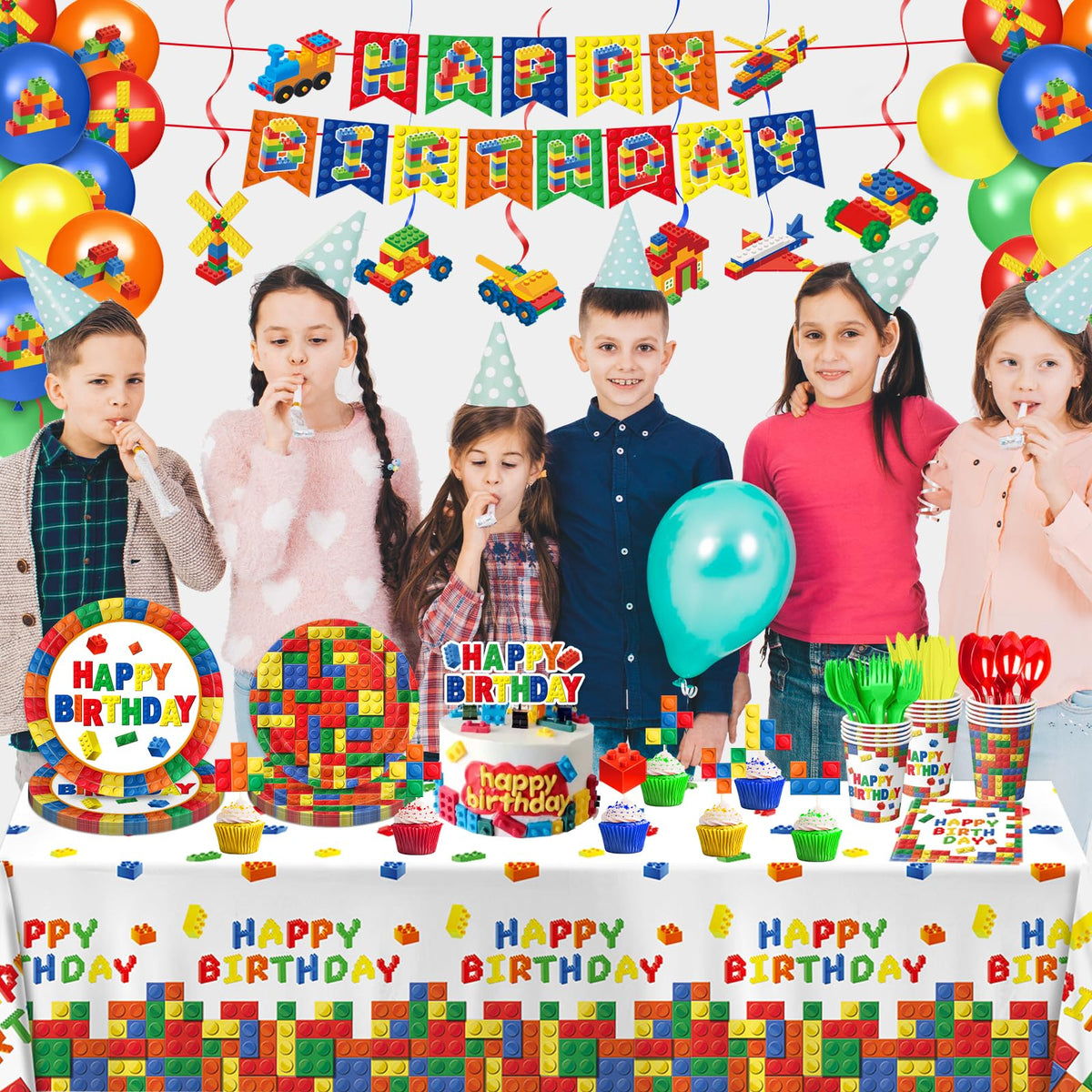 173 PCS Building Block Birthday Party Decorations - QIYANPAX Official Imagery - 8