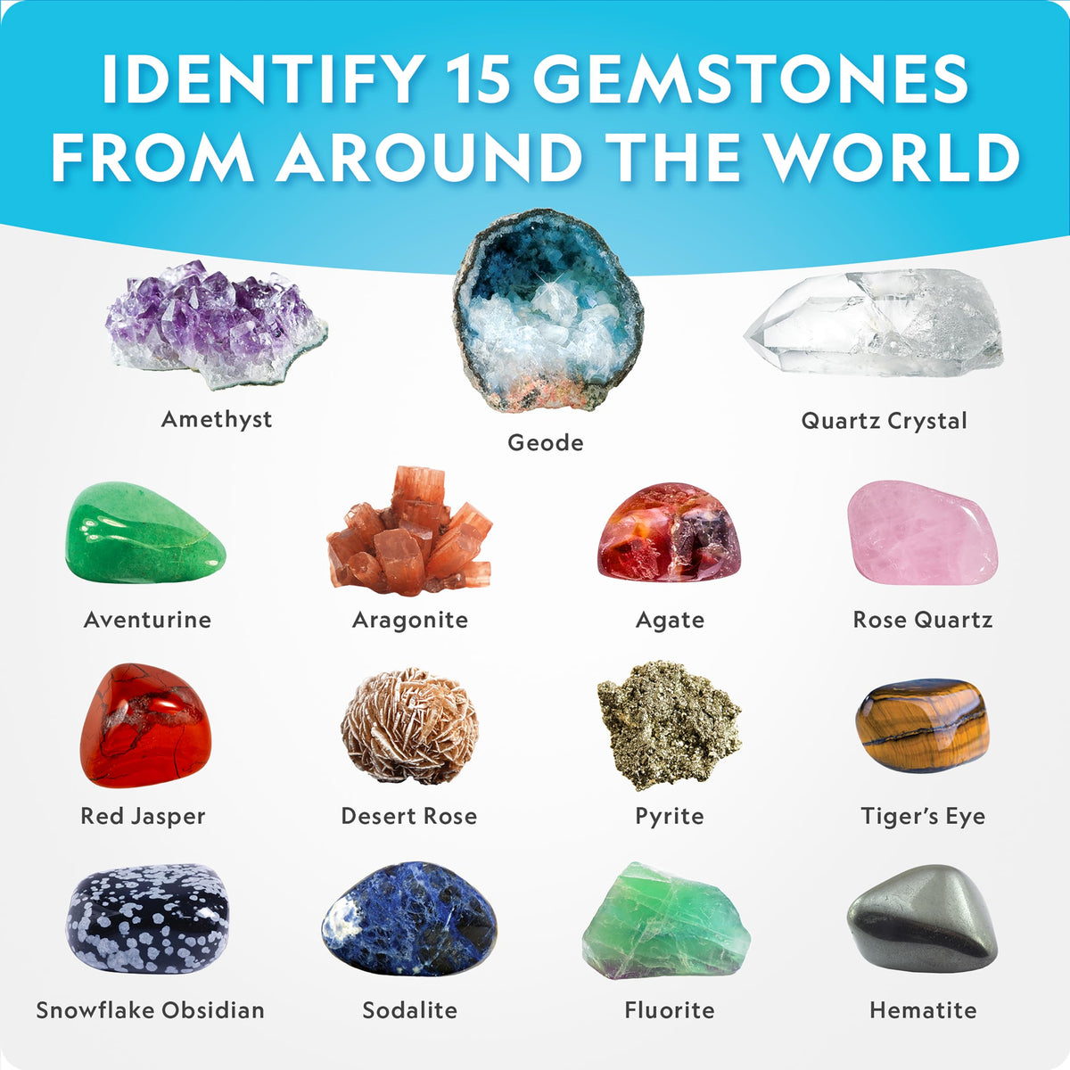 NATIONAL GEOGRAPHIC Mega Gemstone Dig Kit Dig Up 15 Real - Blue Marble Official Imagery - 5