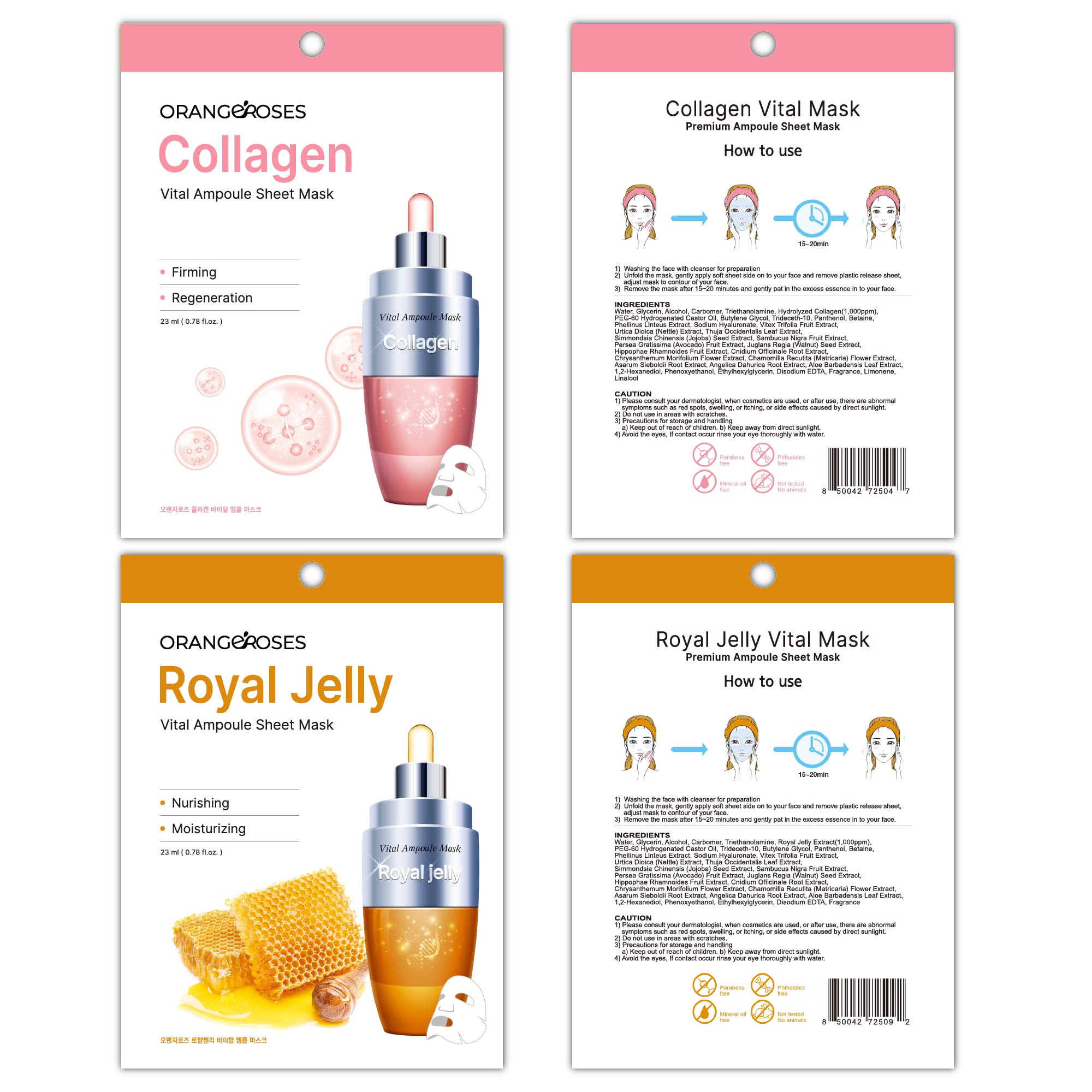 【Orangeroses】 100 Pcs Combo Pack, Premium Korean Essence Facial - OBS lab