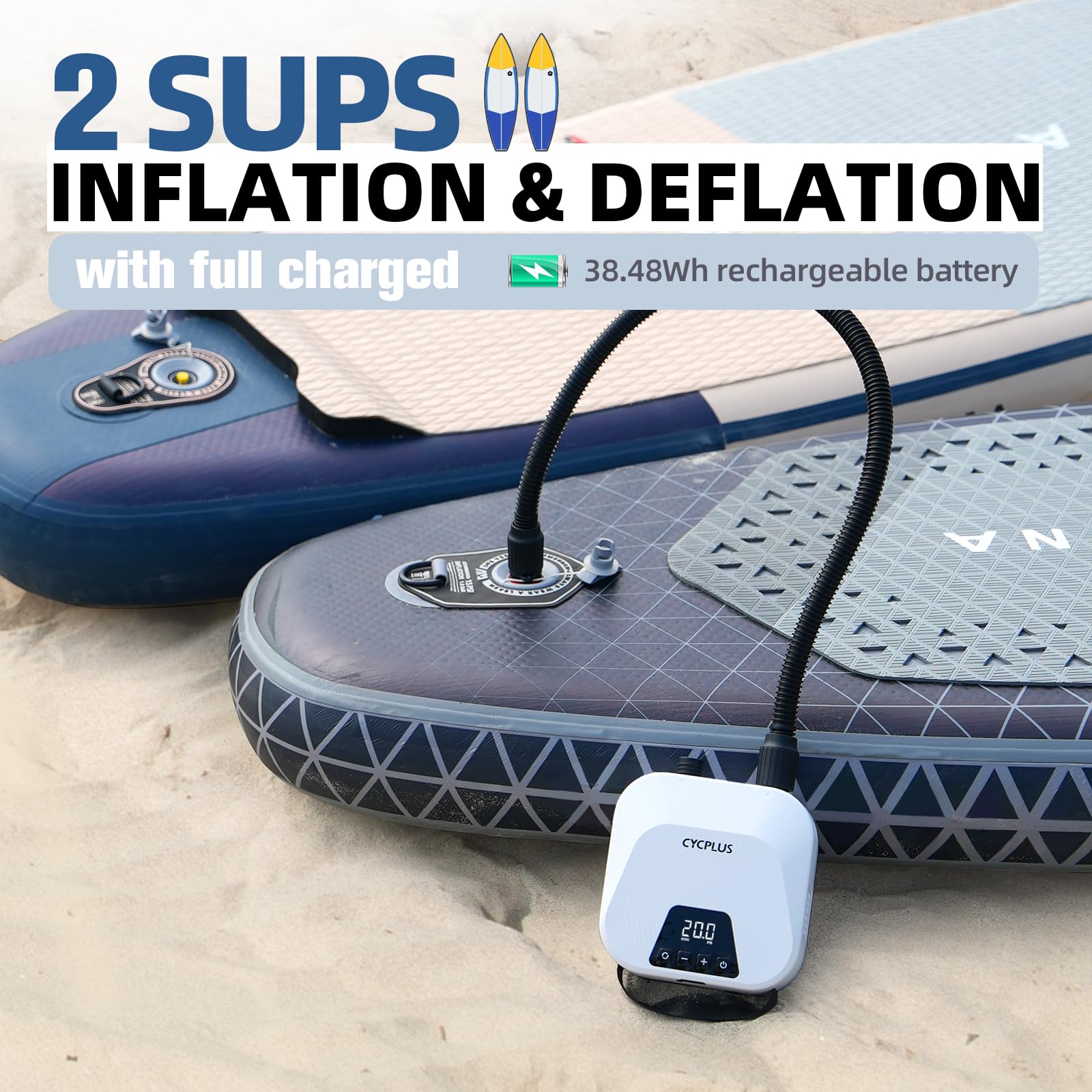 CYCPLUS Smart SUP Air Pump, 20PSI, 38.48Wh Battery, Inflation & Deflat - View 3