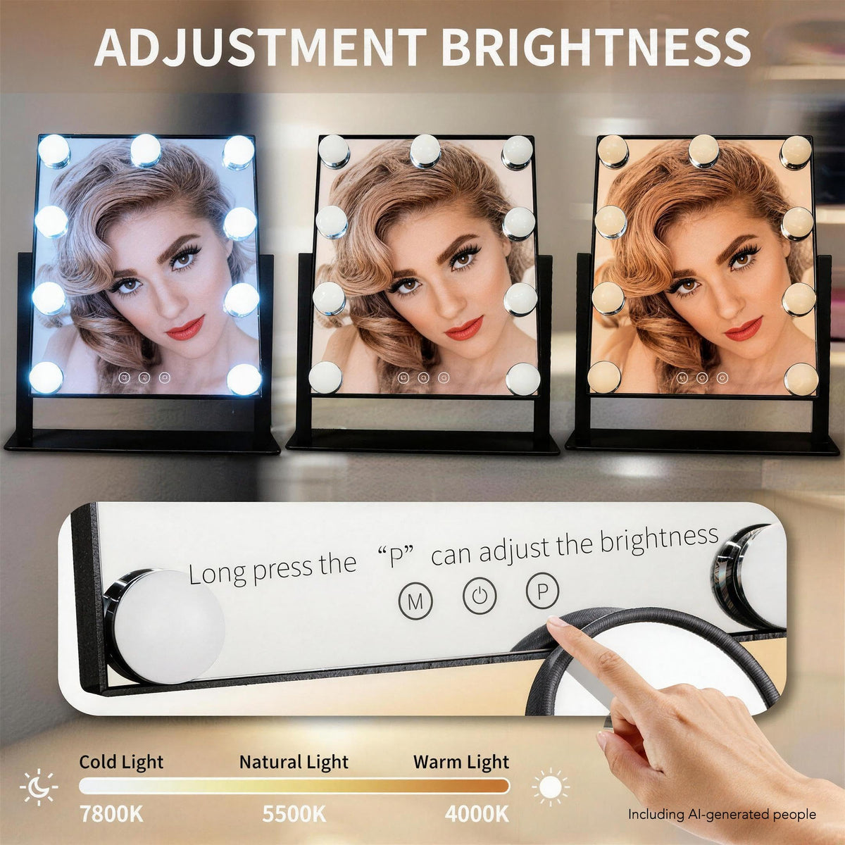 Makeup Vanity Mirror with Lights 10X Black 13 77 x 11 81 - SLIMOON Official Imagery - 5