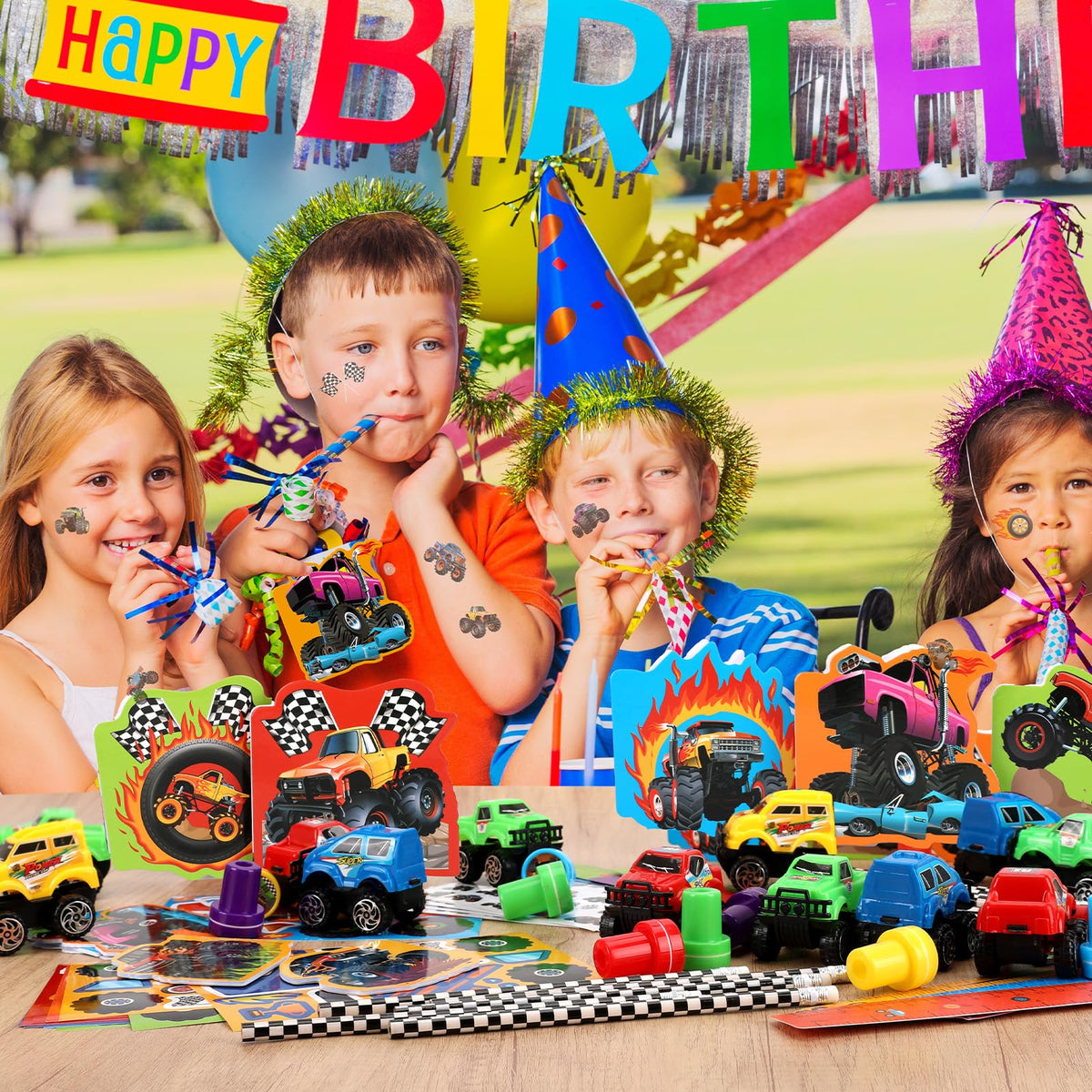 BenLouis 96Pcs Monster Truck Stationery Set Party Favors for - BenLouis Official Imagery - 8