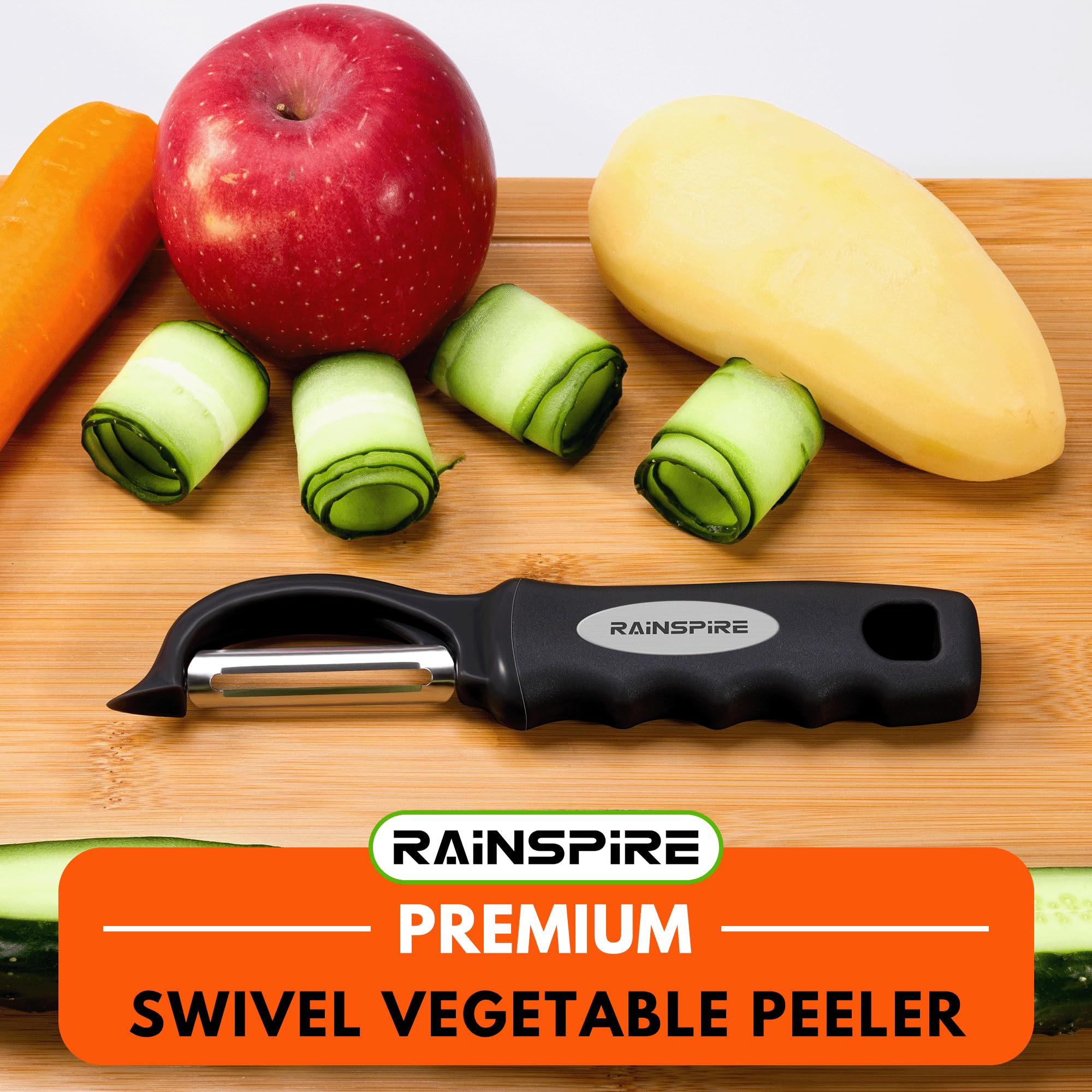 Rainspire Swivel Vegetable Peeler Soft Comfort Handle Sturdy Long by Rainspire - Angle View 8