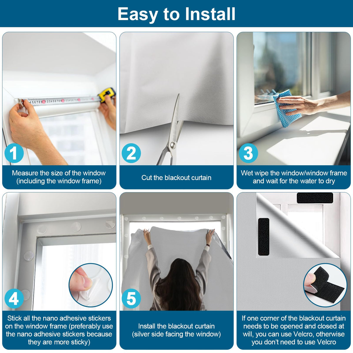 100 Blackout Curtains for Bedroom Portable DIY Window Blinds - Petaholic Official Imagery - 7