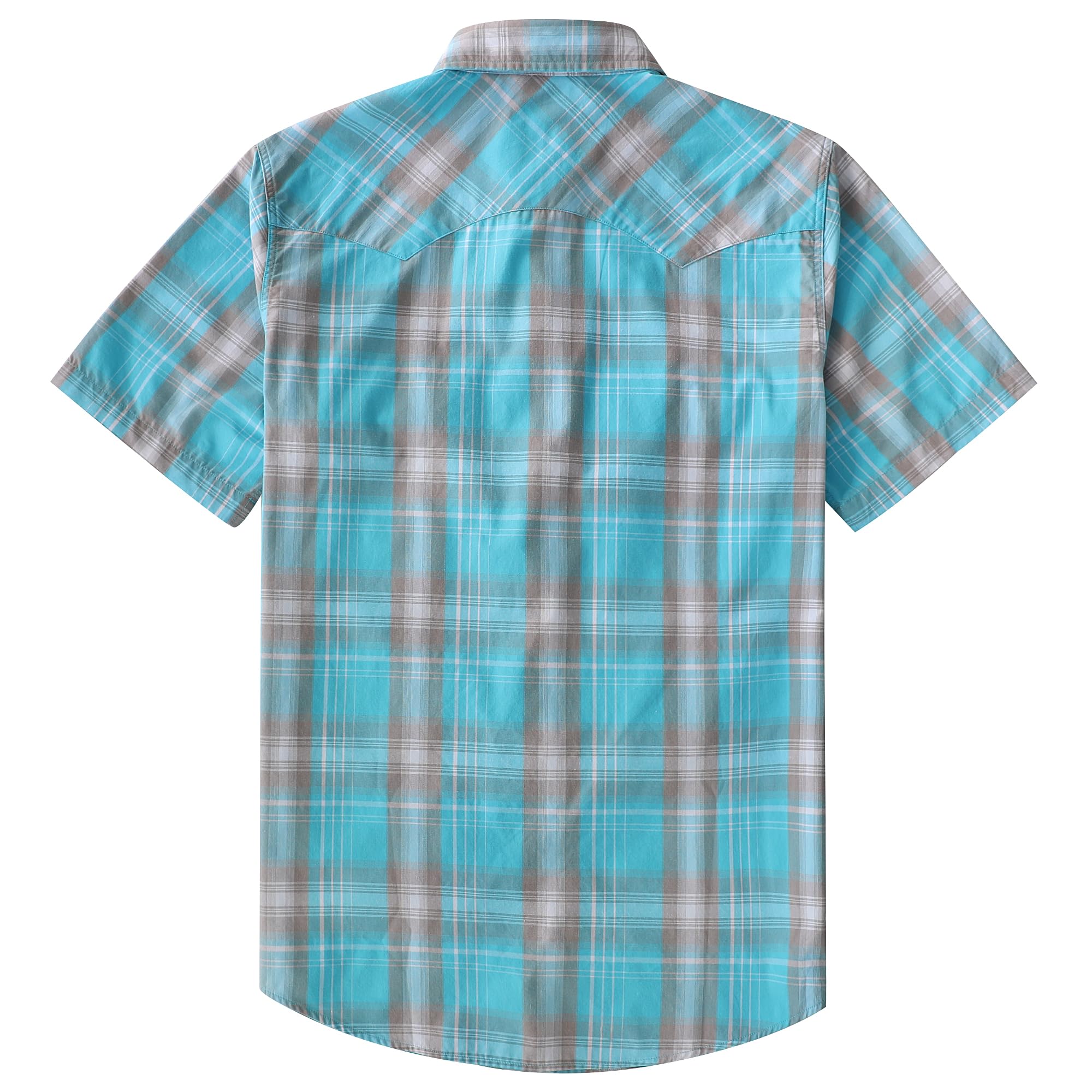 Dubinik® Pearl Snap Western Shirt for Men Short Sleeve 2 Sawtooth Pocket - Dubinik Official Product View 2
