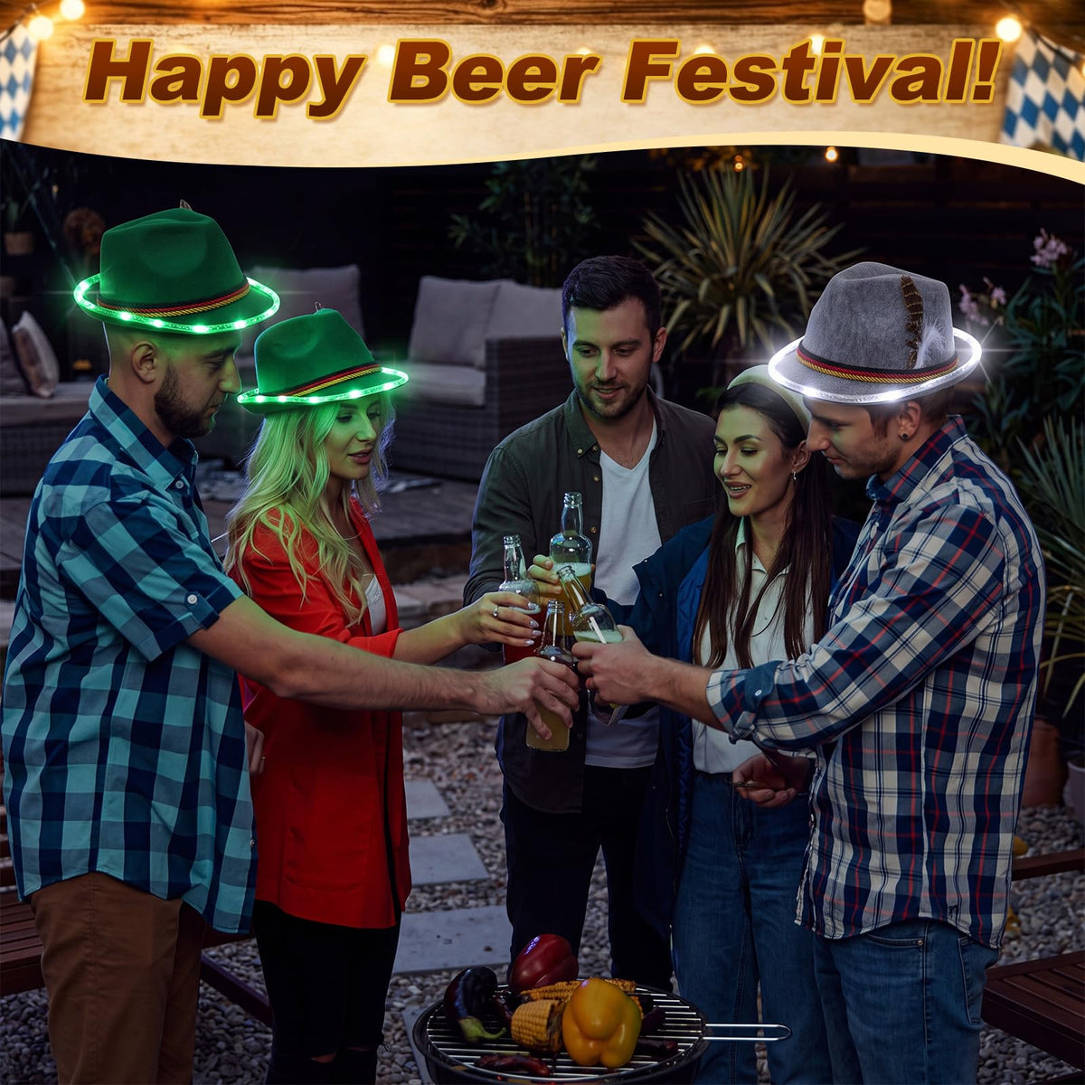 2 Pack LED Oktoberfest Hats German Bavarian Hat for Adult - Hercicy Official Imagery - 6