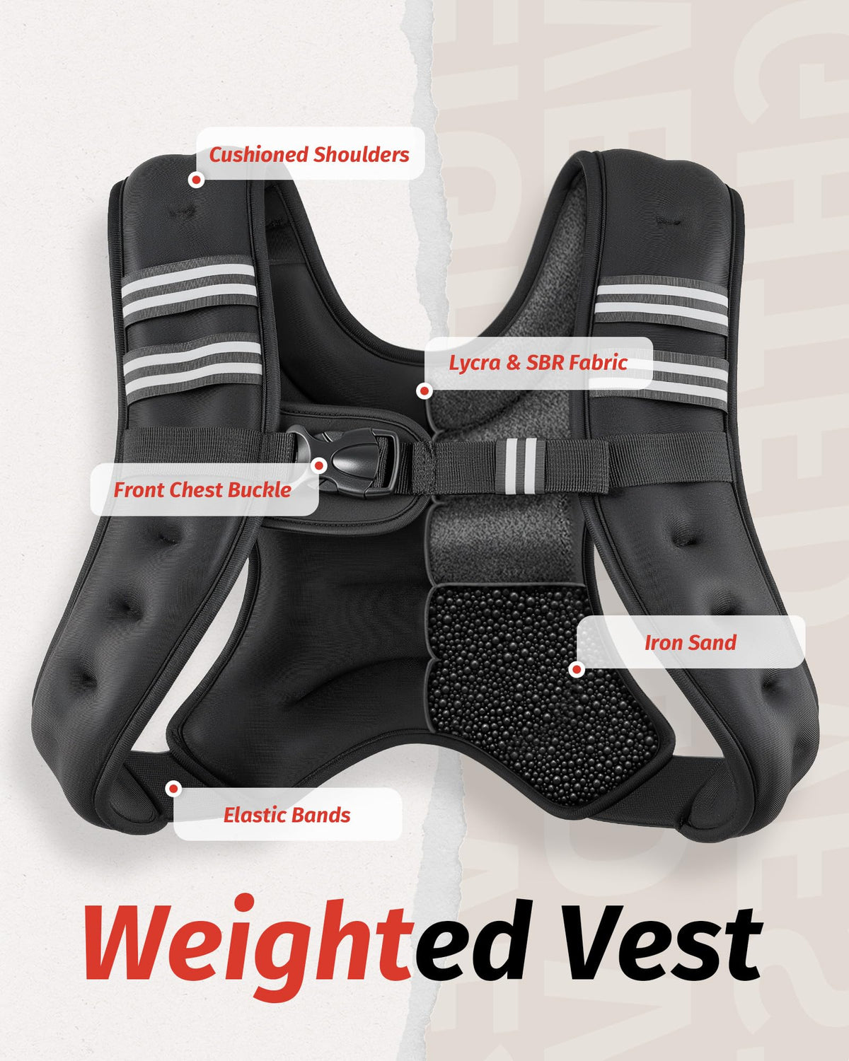 ZELUS Weighted Vest 6lb 8lb 12lb 16lb 20lb 25lb 30lb Weight - ZELUS Official Imagery - 5