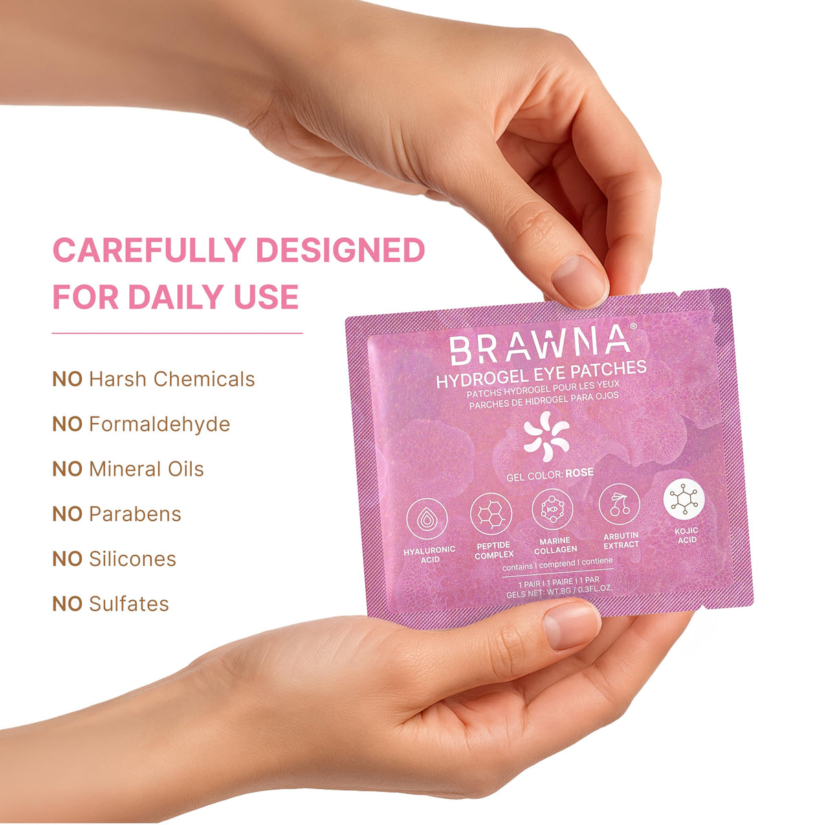 Under Eye Patches Rose Hydrogel Masks 24 Pairs - BRAWNA Official Imagery - 4