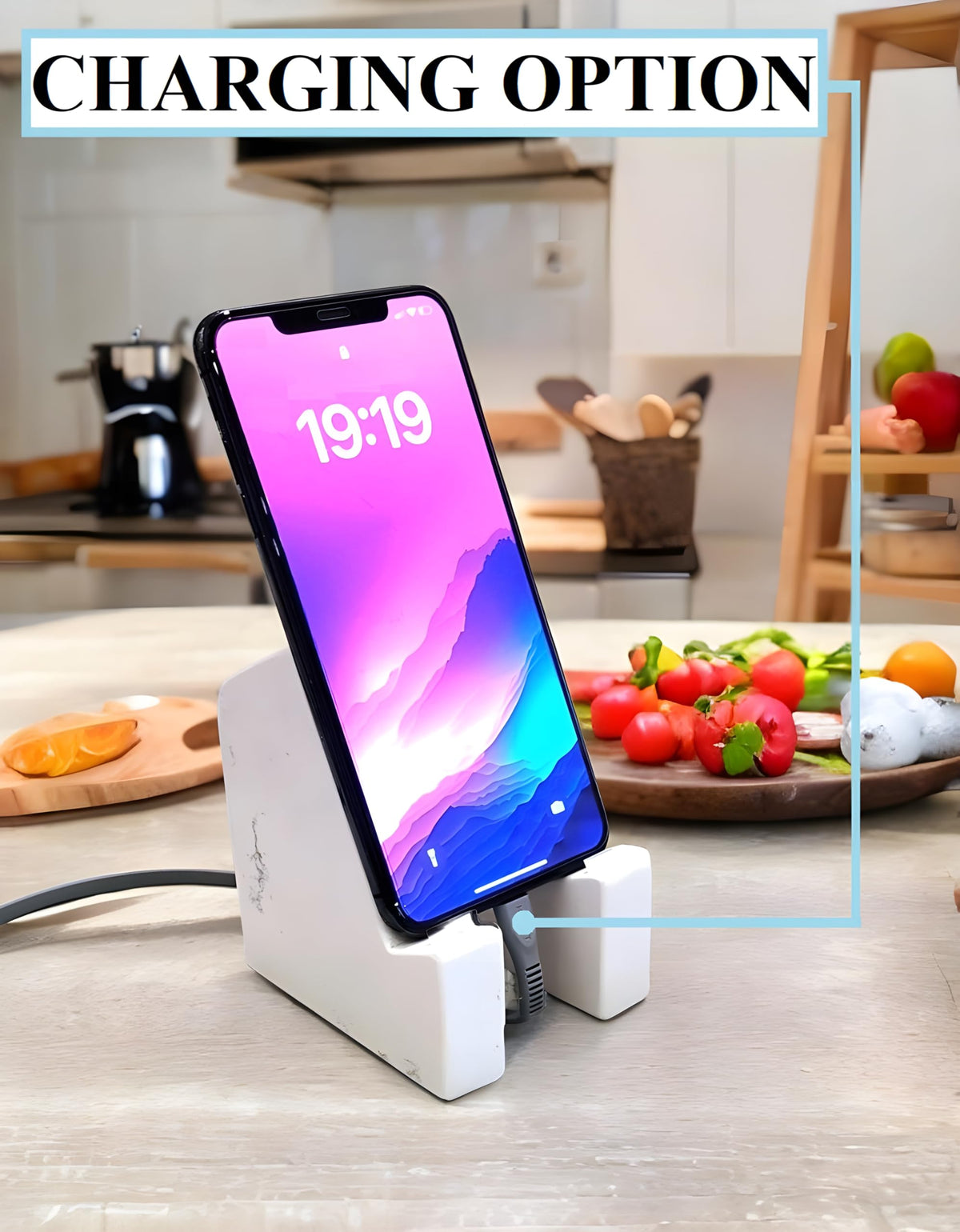 FLOWMAR Marble Phone Stand for Desk Heavy Quartz Cell Phone - FLOWMAR Official Imagery - 4