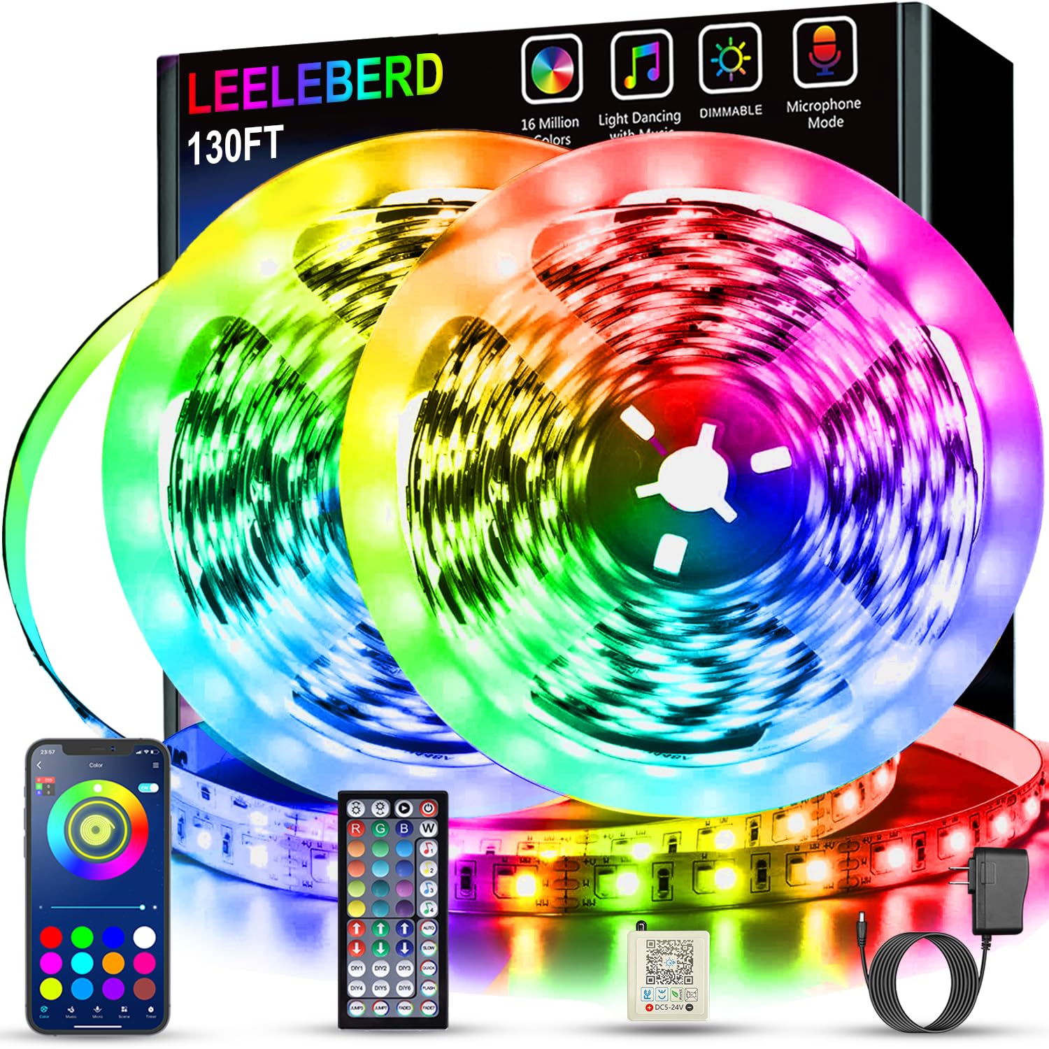 Leeleberd Led Lights for Bedroom 100 ft   Music Sync Color Changi - Leeleberd Official Product View 9