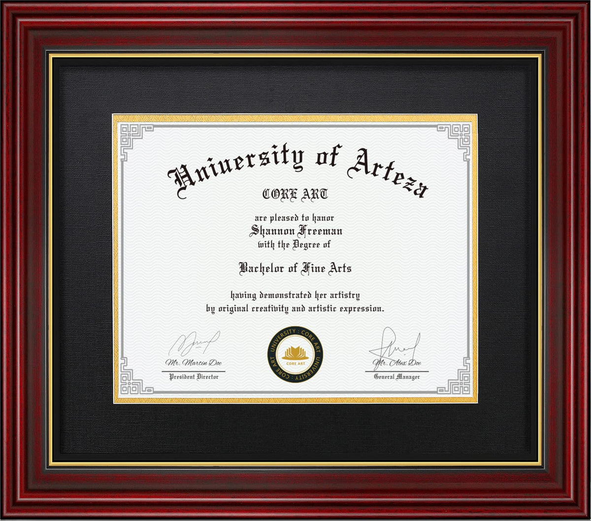 CORE ART 15x18 Diploma Frame Cherry Red Black Mat for 11x14 - CORE ART Official Imagery - 2