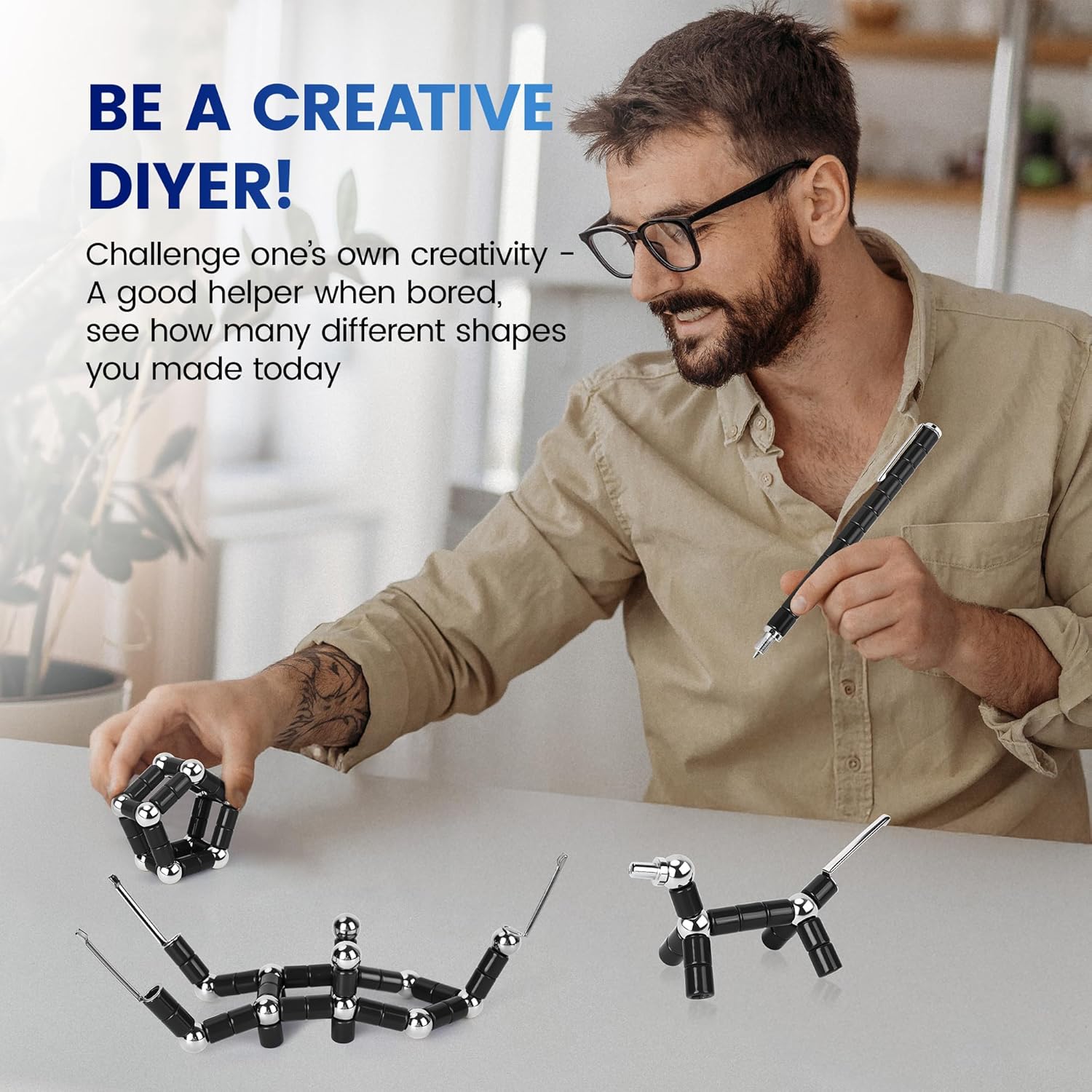 Magnetic fidget pen by puxmrko featuring a sleek design, perfect for stress relief and focus for teenagers and professionals.