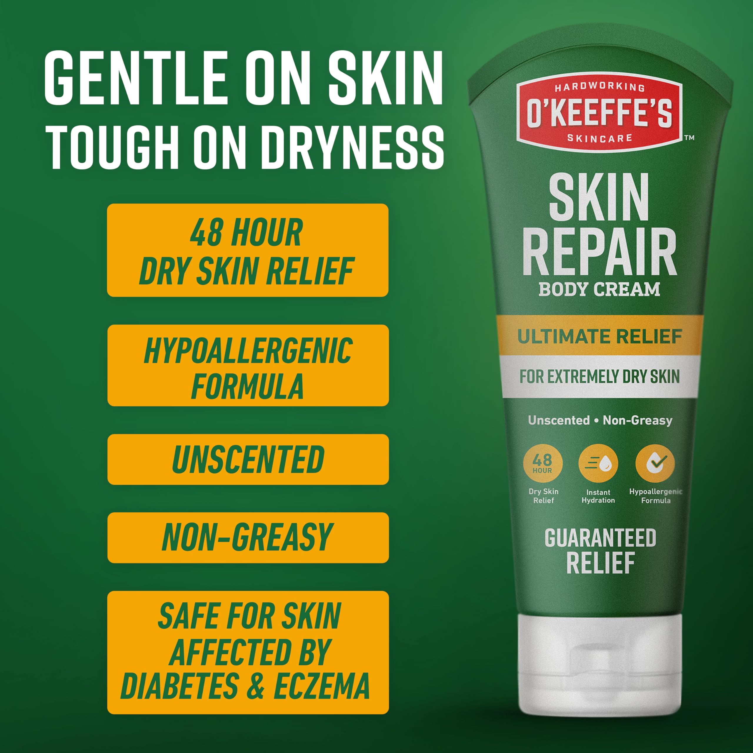 O'Keeffe's Skin Repair Body Cream in 7oz jar, a moisturizing skin moisturizer for dry, cracked skin with soothing relief.