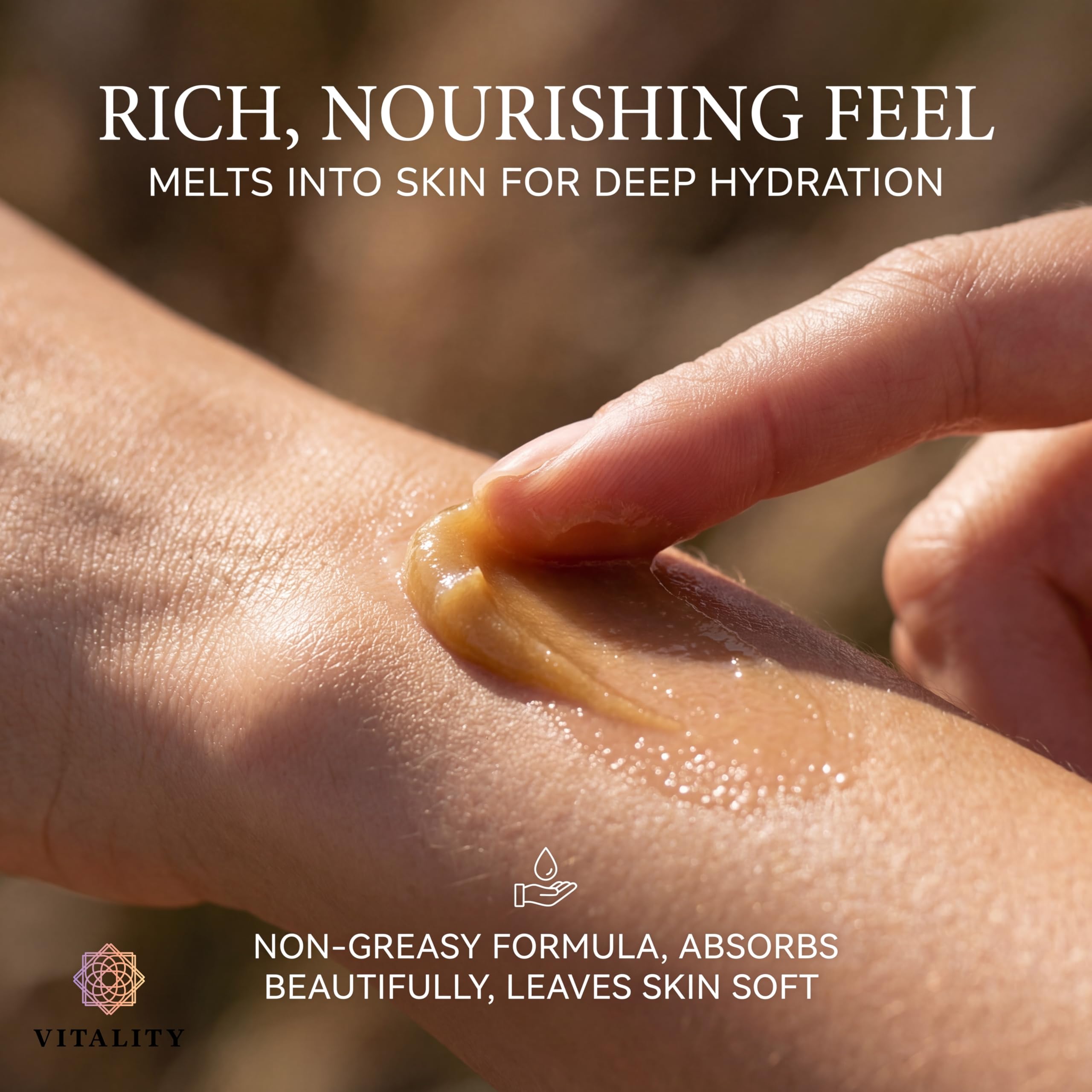Vitality Helichrysum Balm skin moisturizer in a 2oz jar, soothing and healing body balm with natural ingredients.