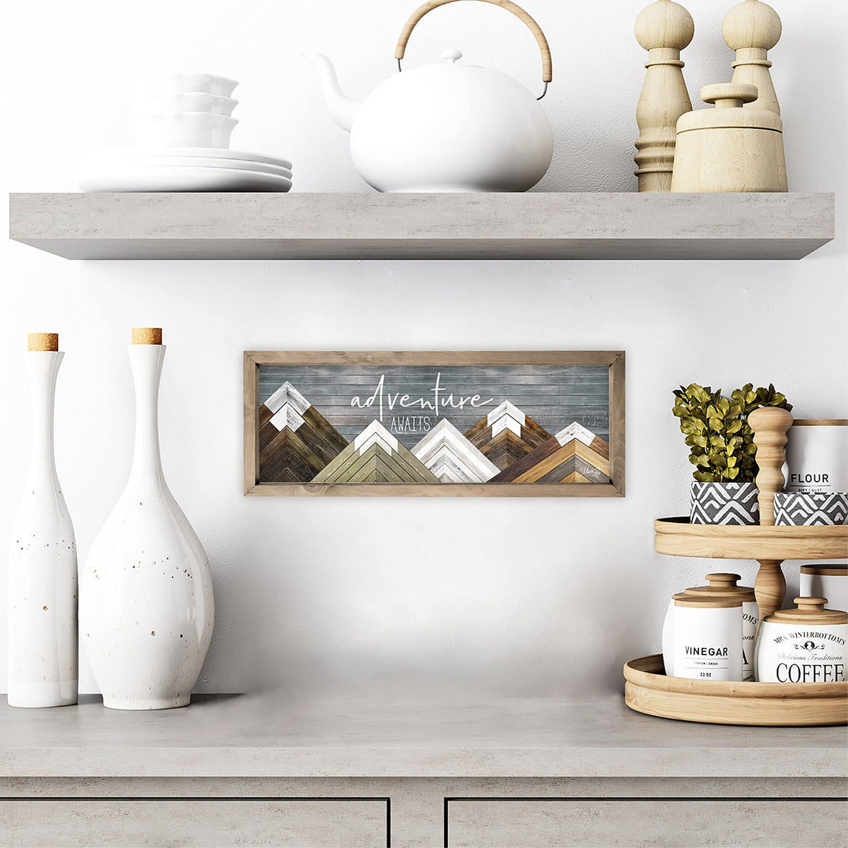 Adventure Awaits Framed Sign Rustic Style Wall Decor 6x18 - MRC Wood Products Official Imagery - 4
