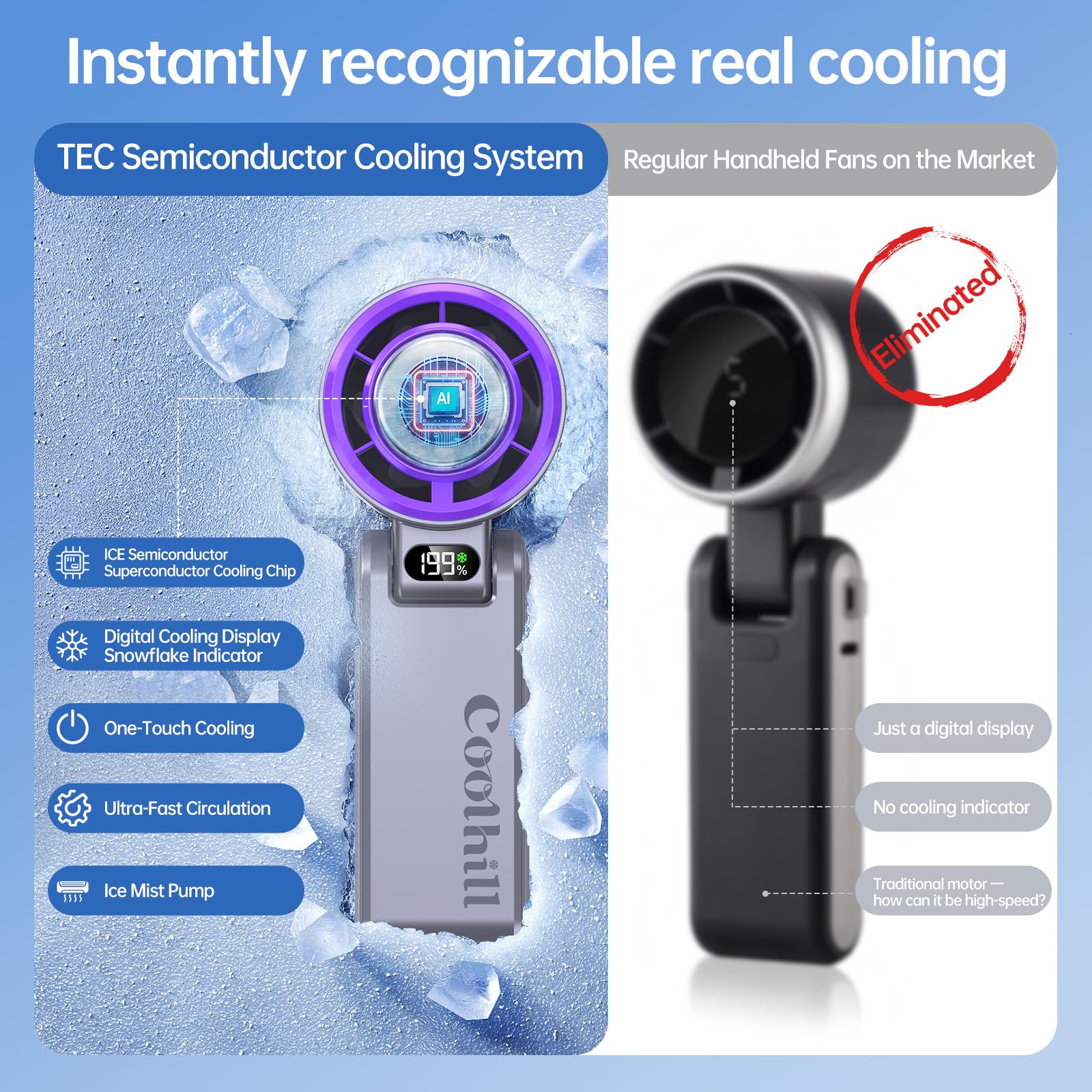 Coolhill Handheld Portable fan with Turbo Cooling, Speed  5500mAh - Coolhill Official Product View 8