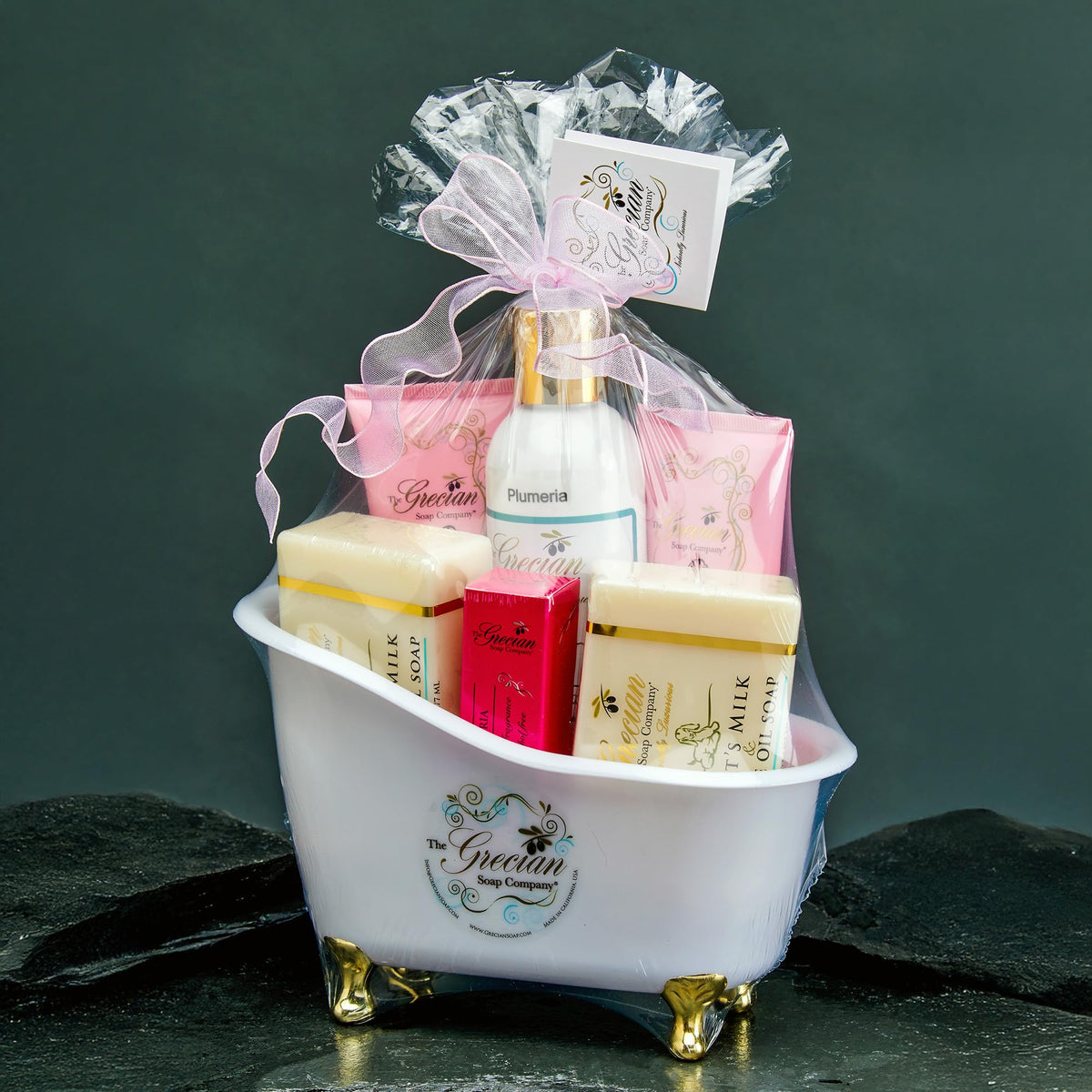 Deluxe Bathtub Gift Set 6pcs Goat Milk Olive Oil Skin Care - The Grecian Soap Company Official Imagery - 3