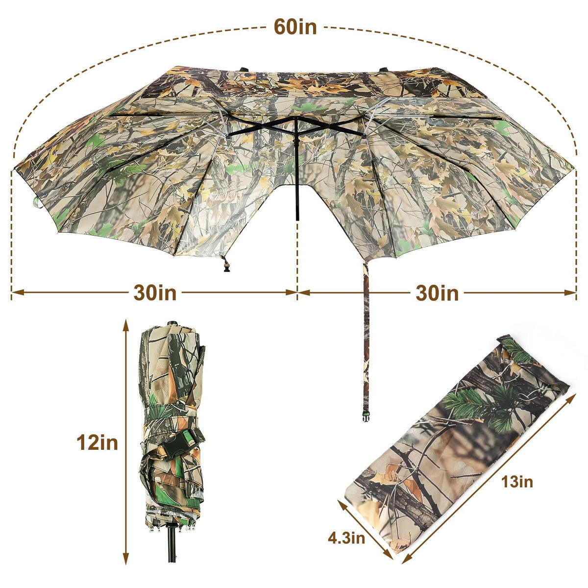 2 Man Tree Stand Umbrella with Heavy Duty Rod 60 Wide - Kalkal Official Imagery - 7