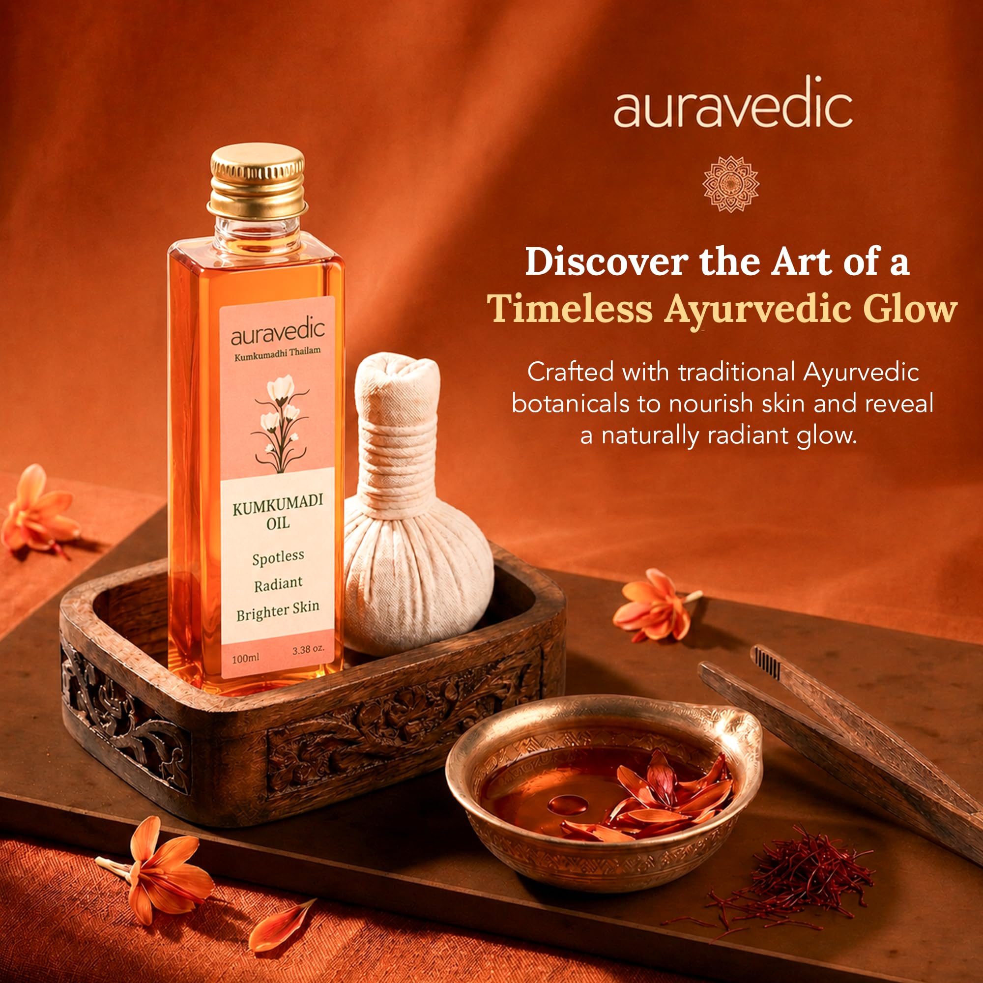 Auravedic Kumkumadi Oil Pure Saffron for Ultra Radiant Skin - Auravedic