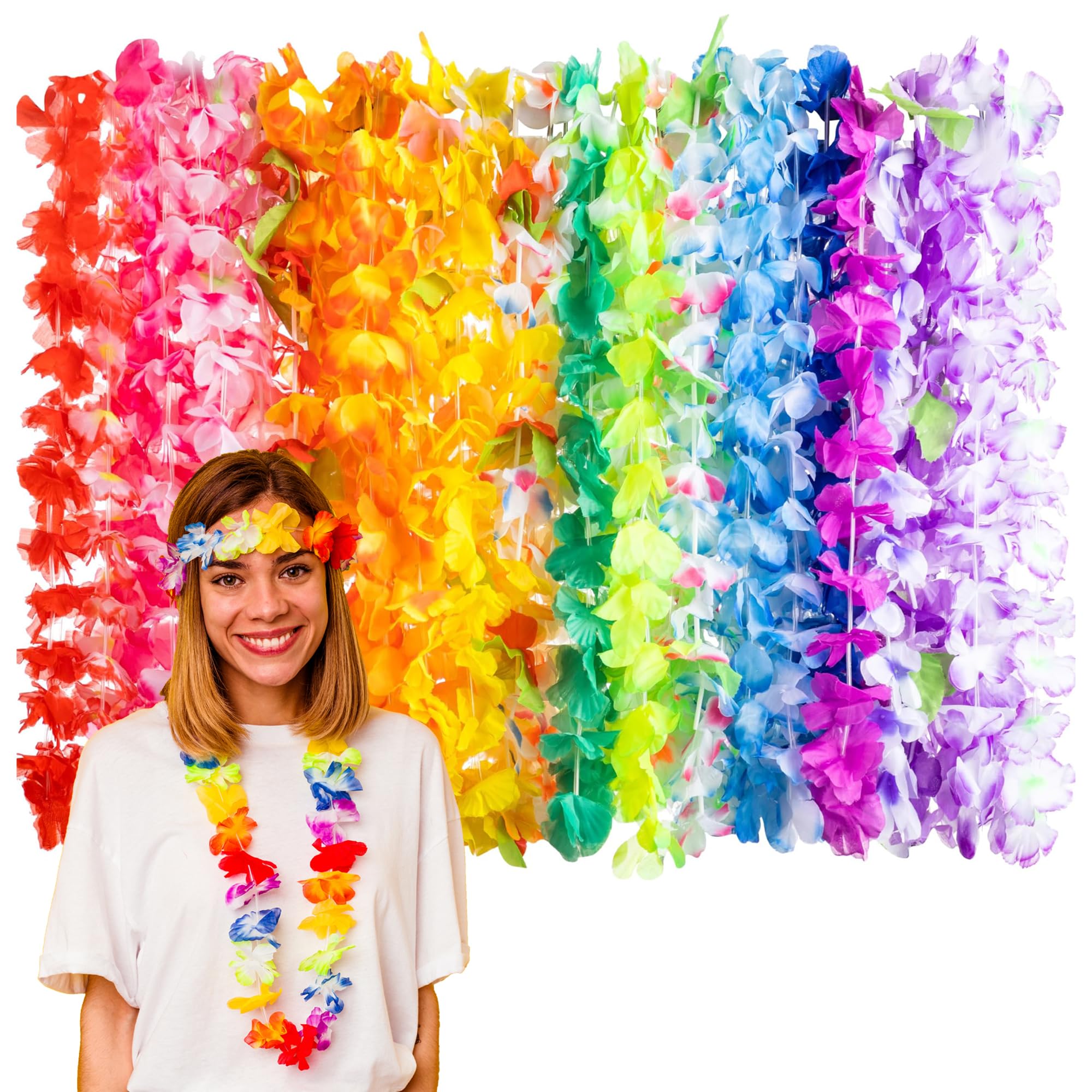 Luau Party Decorations - 24 Pack Leis for Luau Party | Hawaiian - Product Imagery