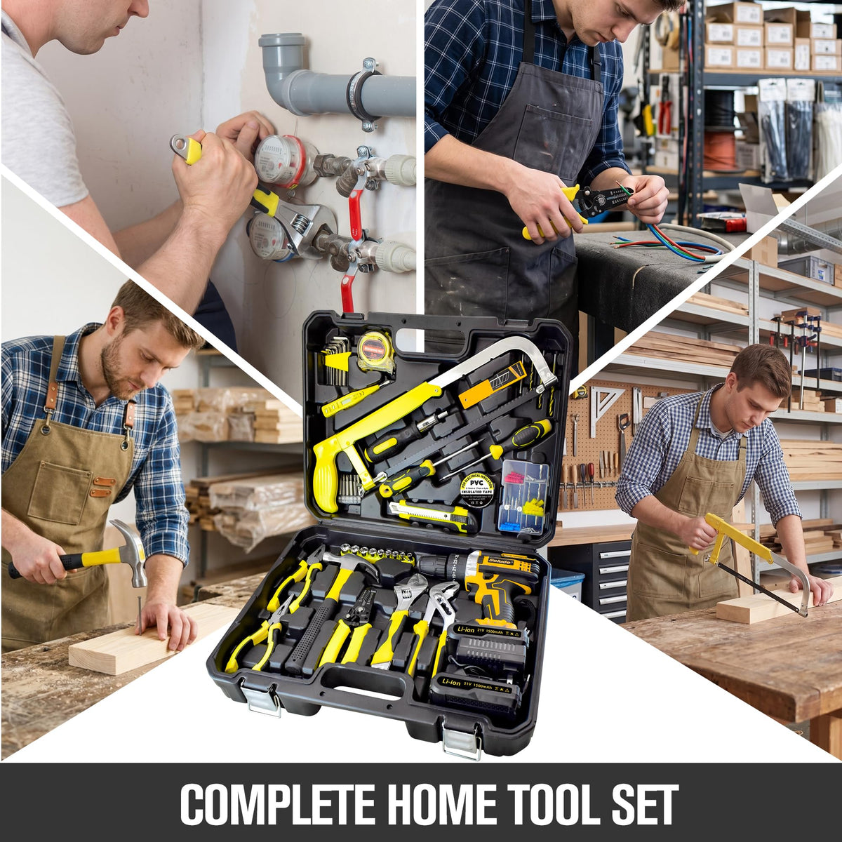 165 Piece Home Tool Kit with Drill 21V Cordless Drill Tool - SOLUDE Official Imagery - 6