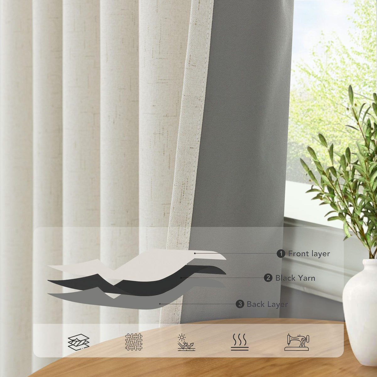 100 Blackout Curtains 84 Inch Length 2 Panels Set Neutral - Pitalk Official Imagery - 6