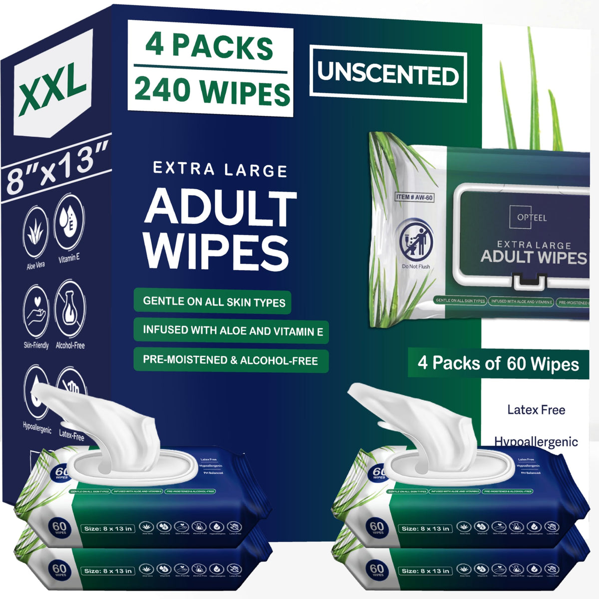 OPTEEL Adult Wipes for the Elderly Extra Large 8x13 Pre - OPTEEL Official Imagery - 2