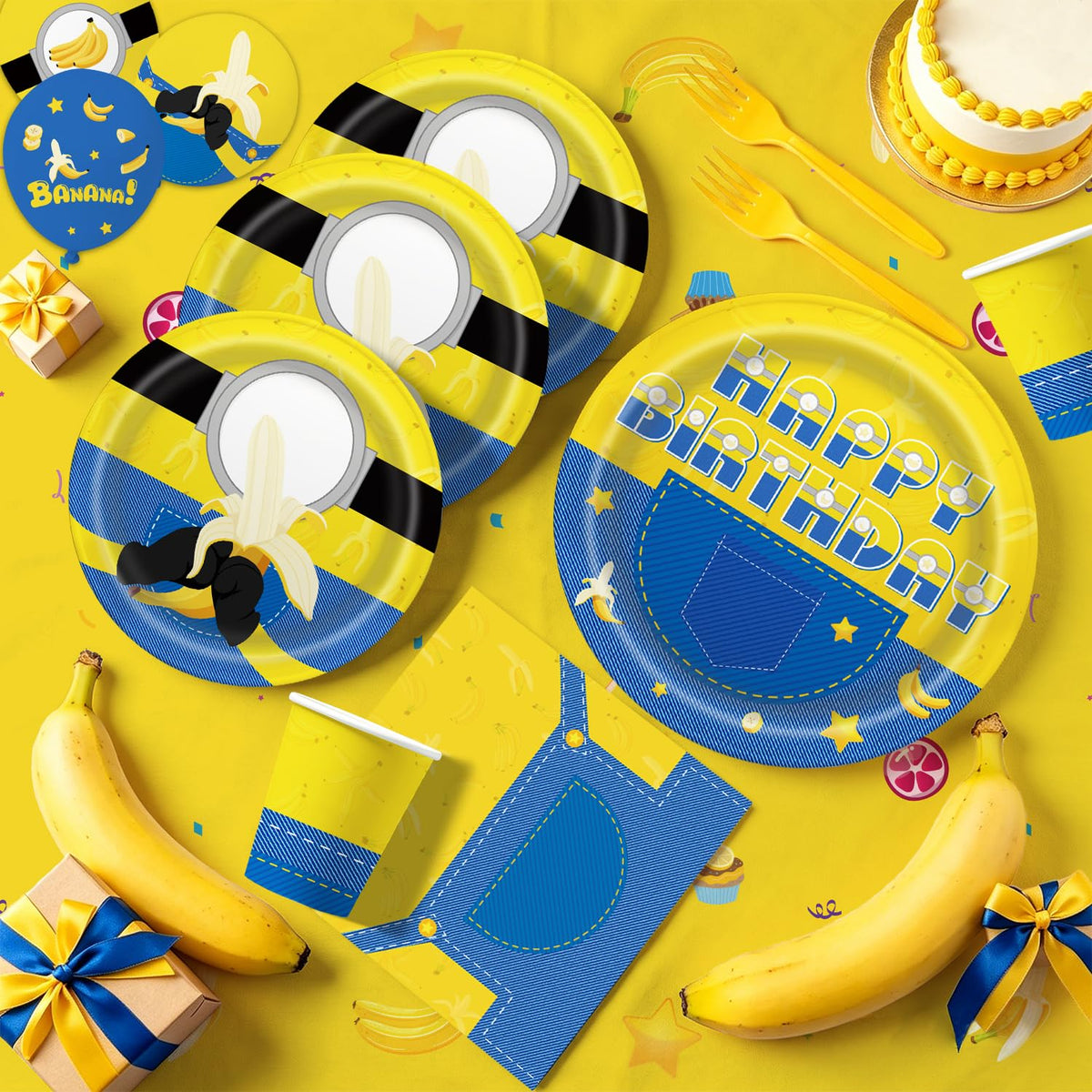 140pcs Birthday Party Decorations Banana Theme Tableware Set - LANFUBEISI Official Imagery - 6