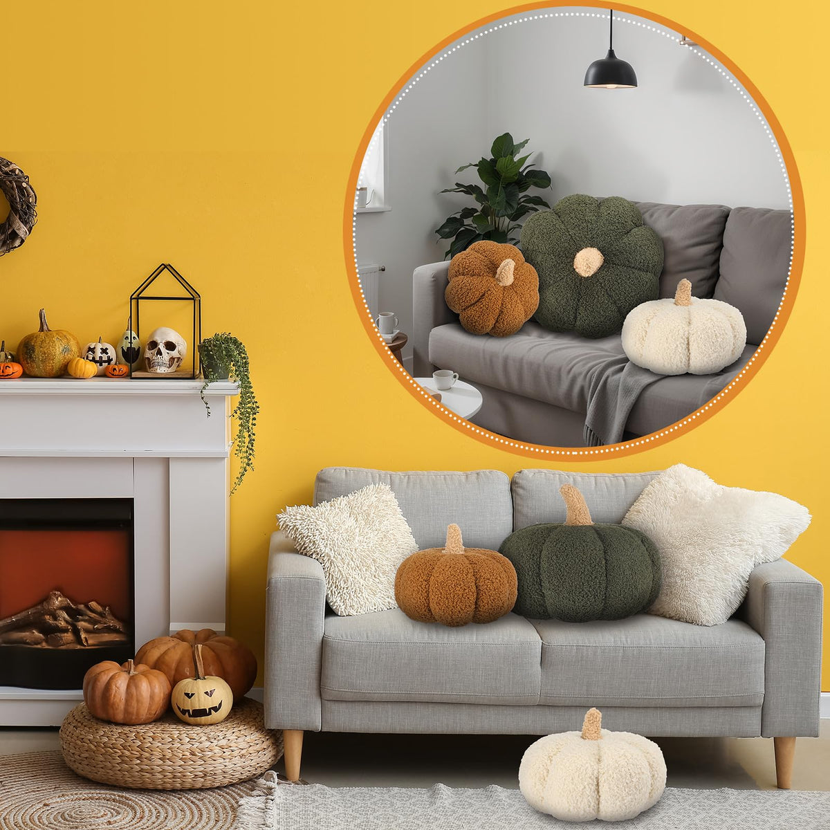 Briwooody 3 Pcs Fall Halloween Pumpkin Throw Pillow 3D - Briwooody Official Imagery - 5