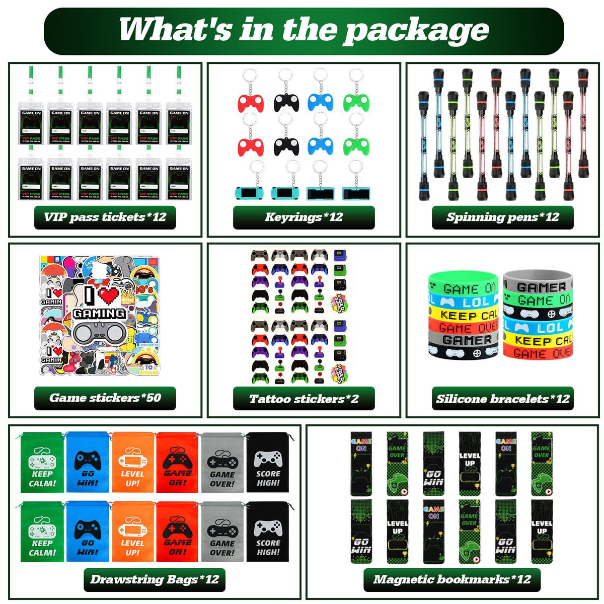 Video Game Party Favors 124 PCS Gaming Birthday Party - KISPATTI Official Imagery - 4