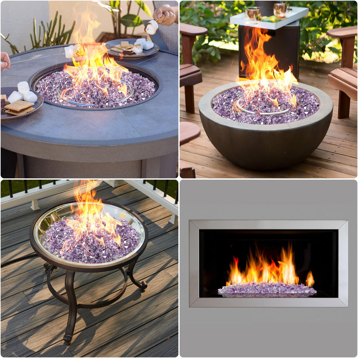 10 lbs High Luster Fire Pit Glass 1 4 Inch Reflective Purple - Mr. Fireglass Official Imagery - 6