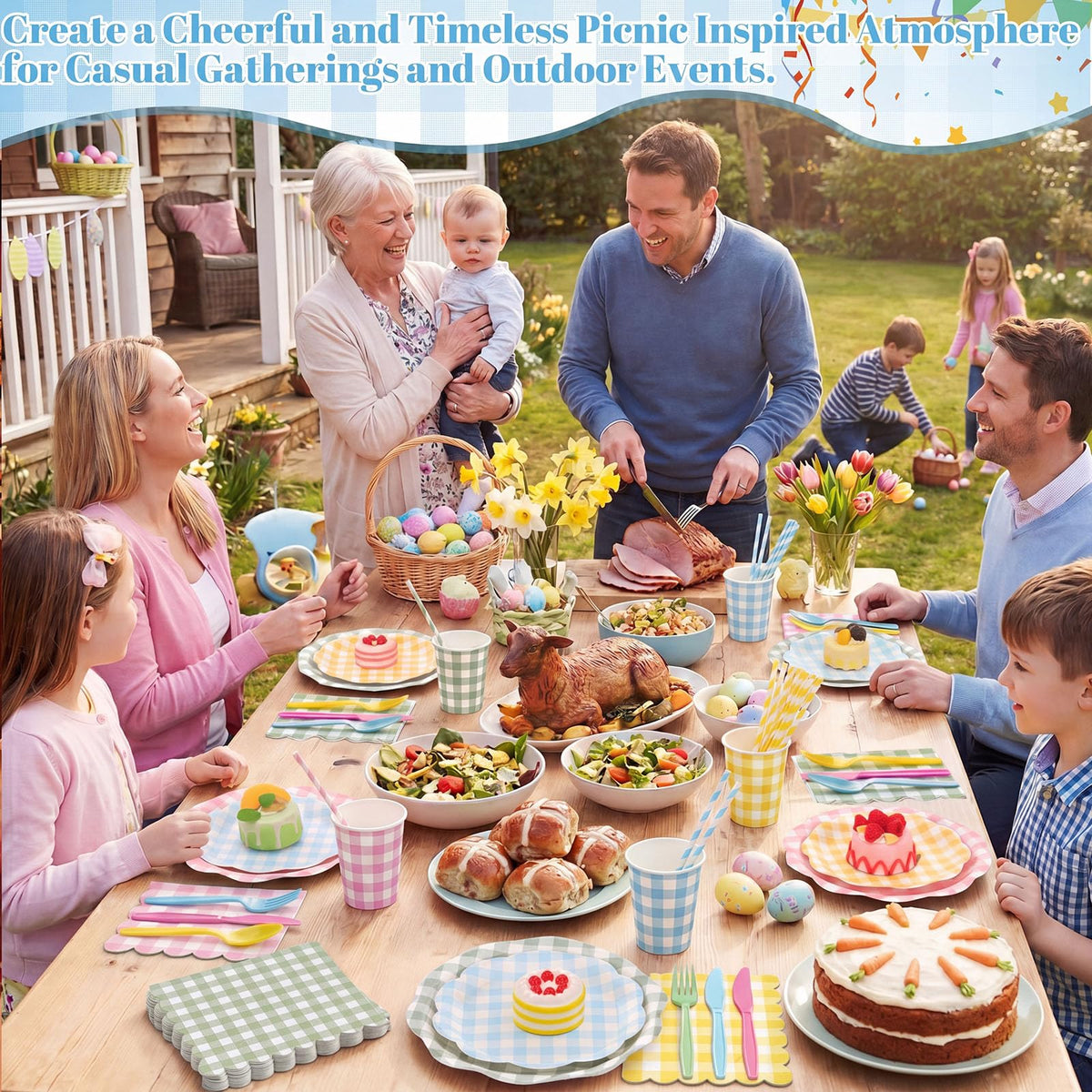 450 Pcs Tableware Set Serve 50 Pastel Gingham - Widecook Official Imagery - 3