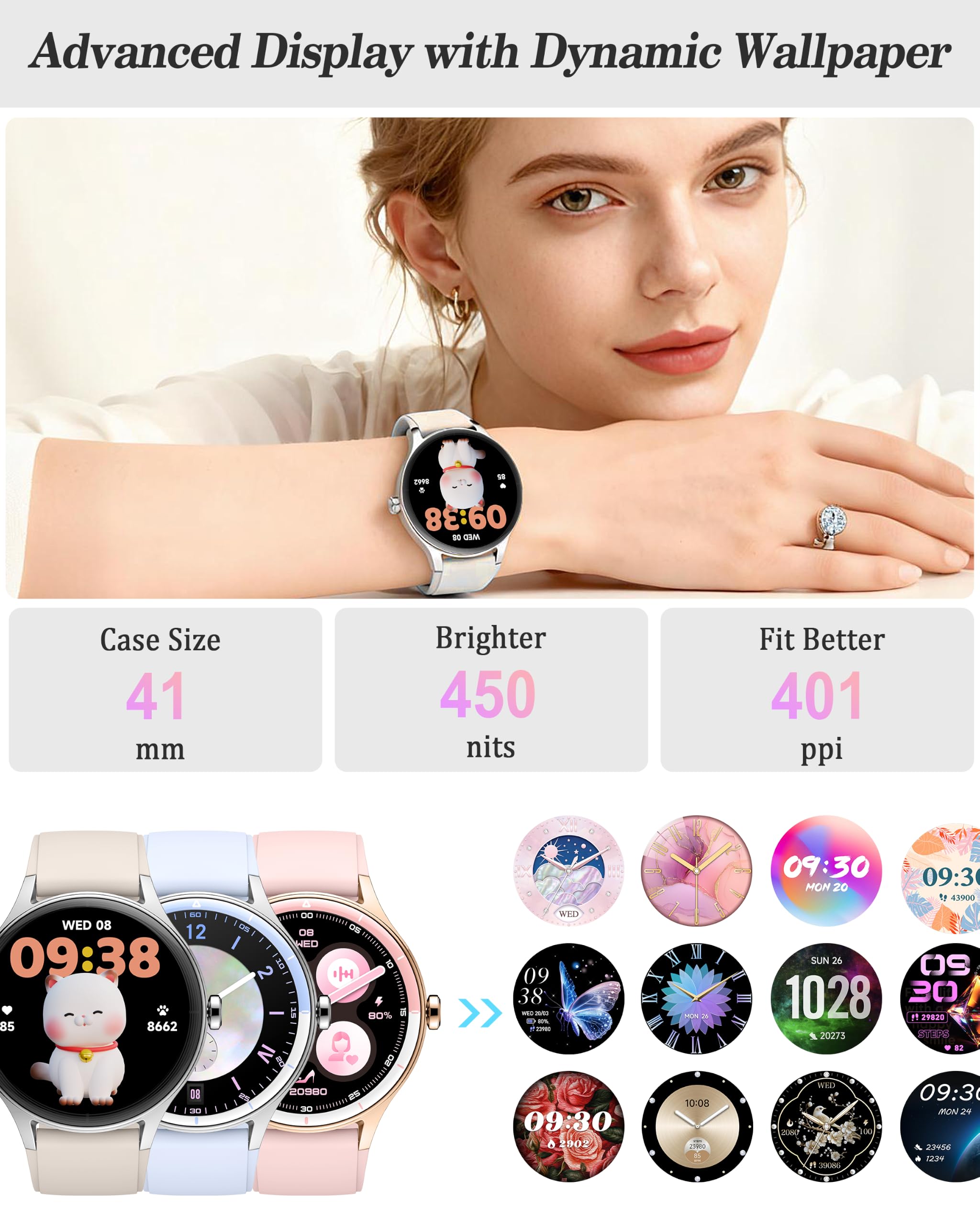 ZOSKVEE Smart Watch for Women, Ladies & Men, 1.27'' Fitness Watch   wi - View 2