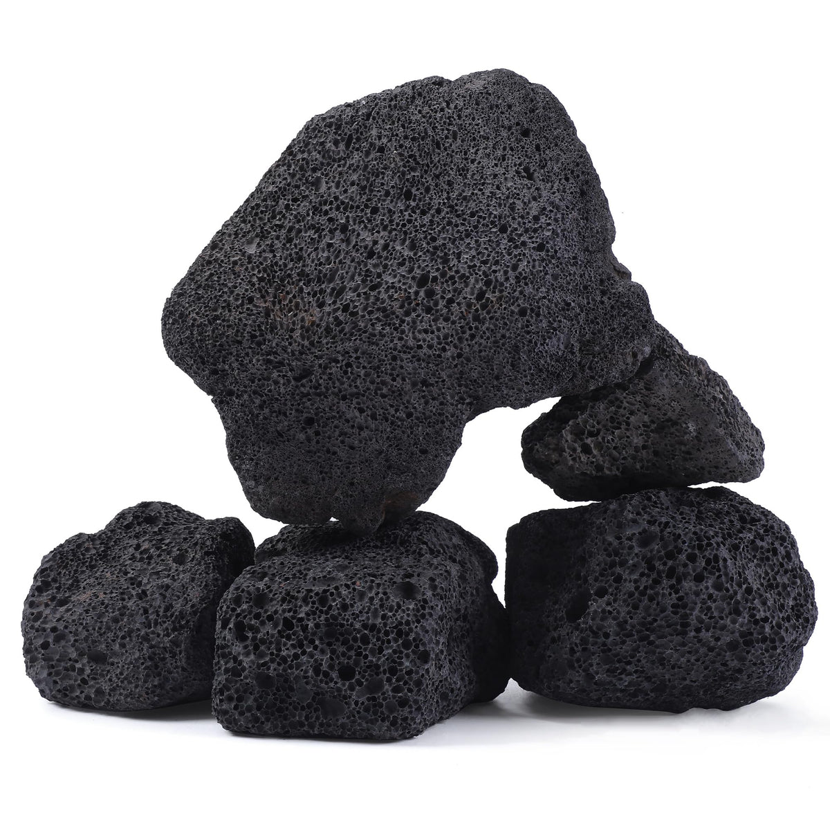2 2 8 1 Inches Natural Black Lava Rock 5 PCS Mixed Sizes - FISCAPE Official Imagery - 1