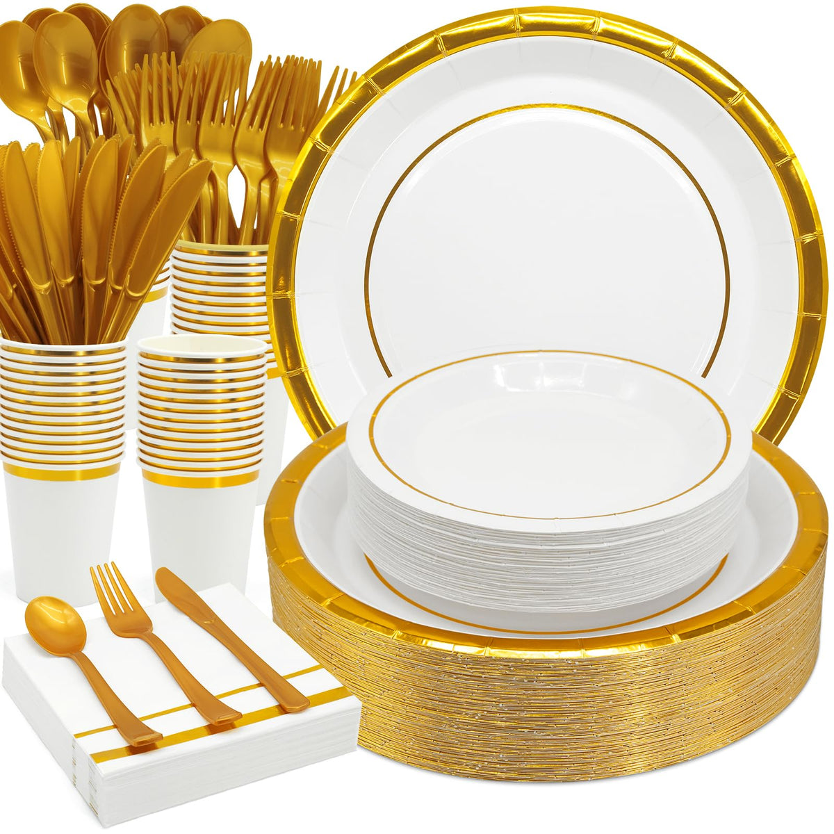 AIRE Black Gold Paper Plates Set 175PCS Disposable - AIRE Official Imagery - 8