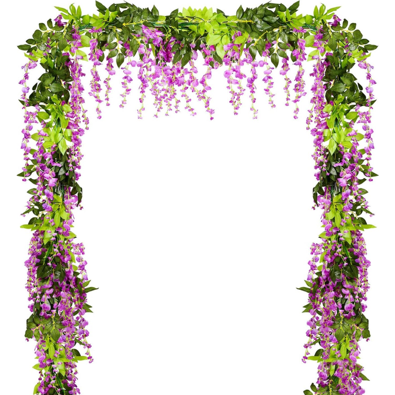 DearHouse 4-piece artificial silk wisteria garland, 6.6 feet long, with realistic hanging flower clusters for home decor.