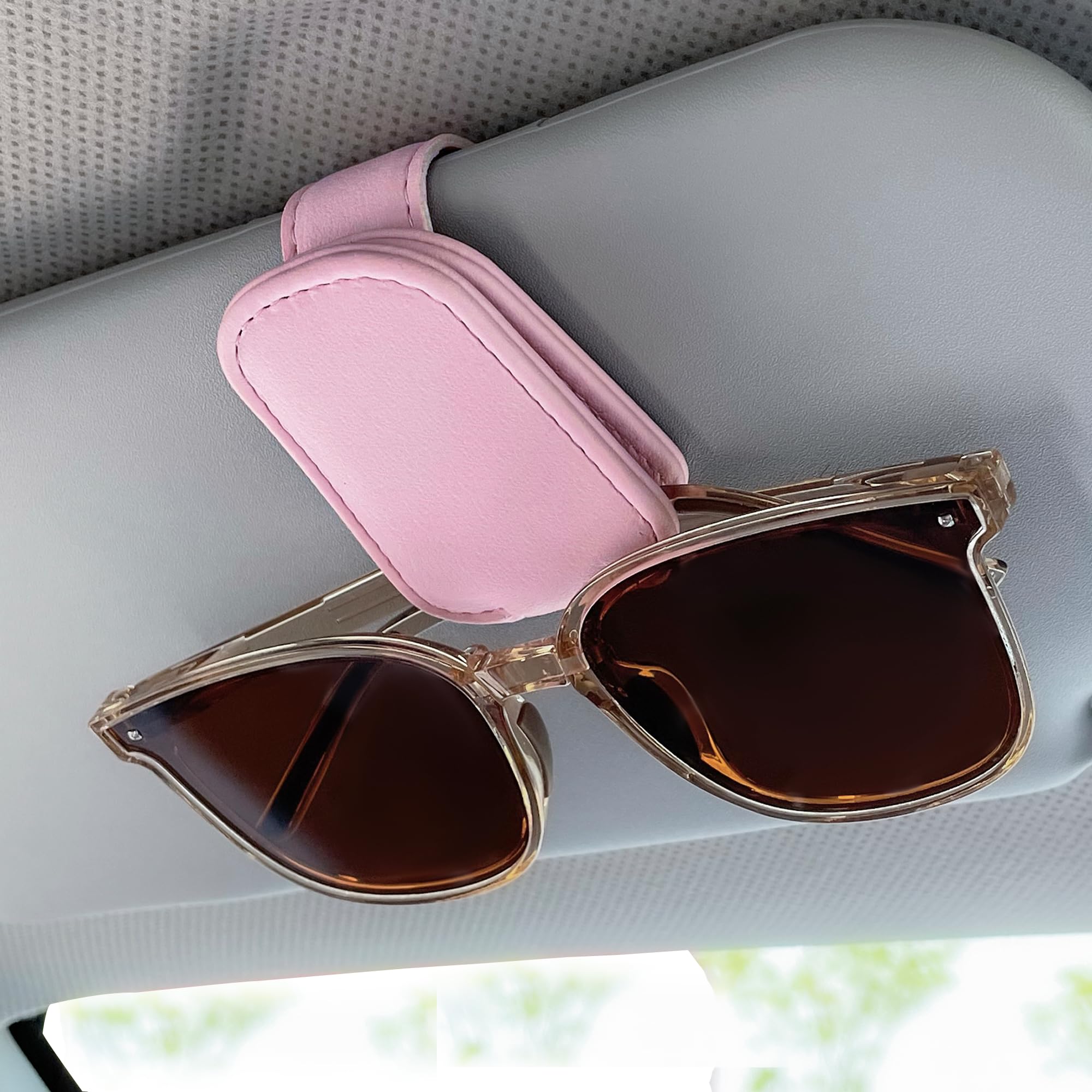 KIWEN Sunglasses Holders for Car Visor, Magnetic Leather Glasses Eyeglass Clip f - KIWEN Official Product View 9