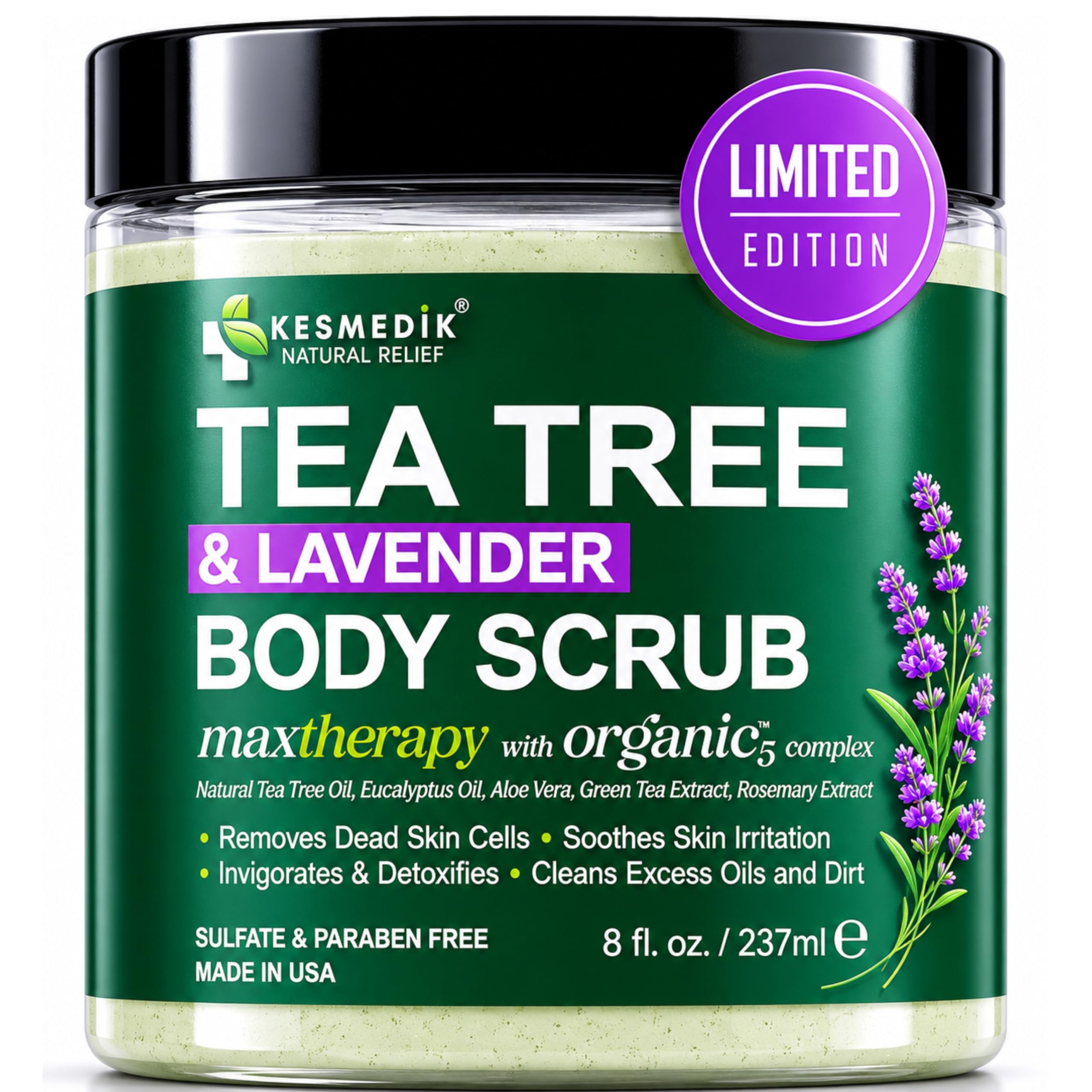 KESMEDIK Tea Tree Oil Foot & Body Scrub with Himalayan Salt & Shea Butter - KESMEDIK Official Product View 8