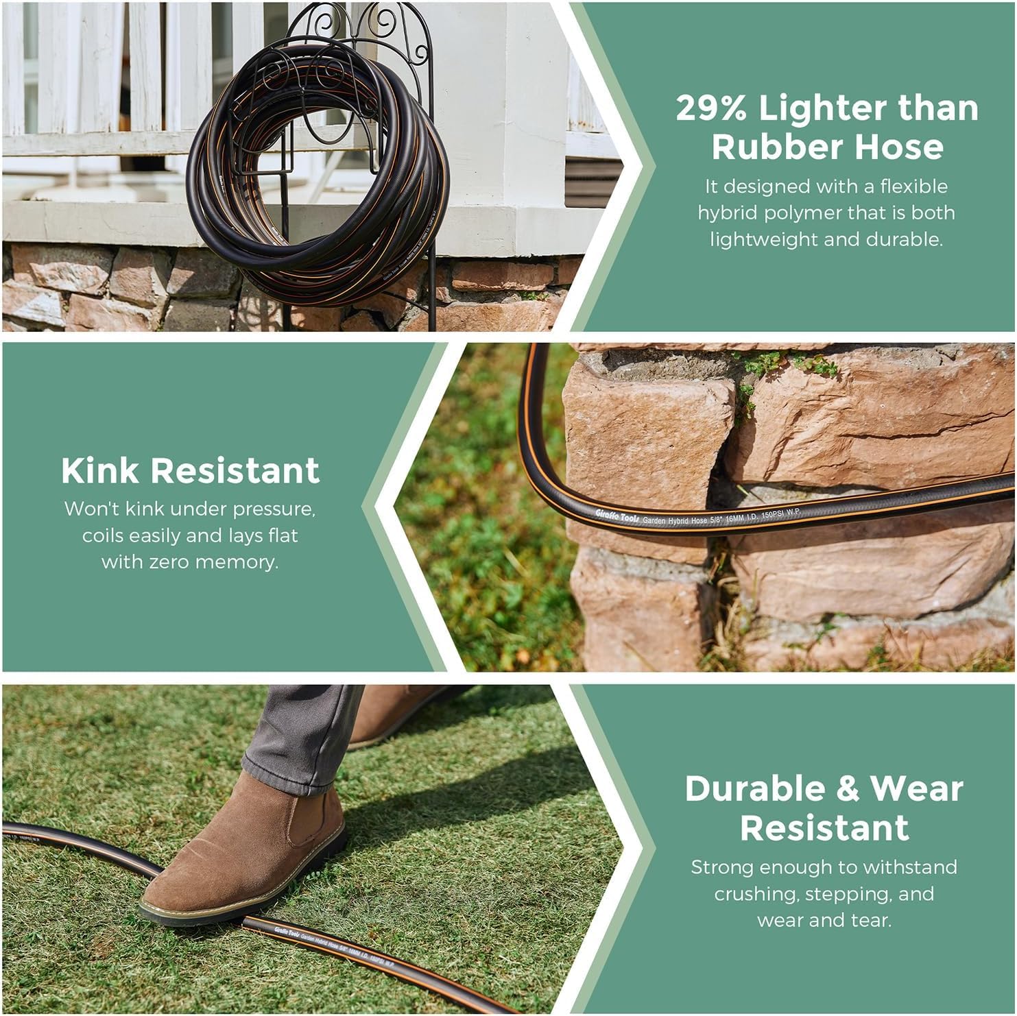 Giraffe Tools Garden Hose 5/8", 100ft Water Hose Heavy Duty - Giraffe Tools Official Product View 5