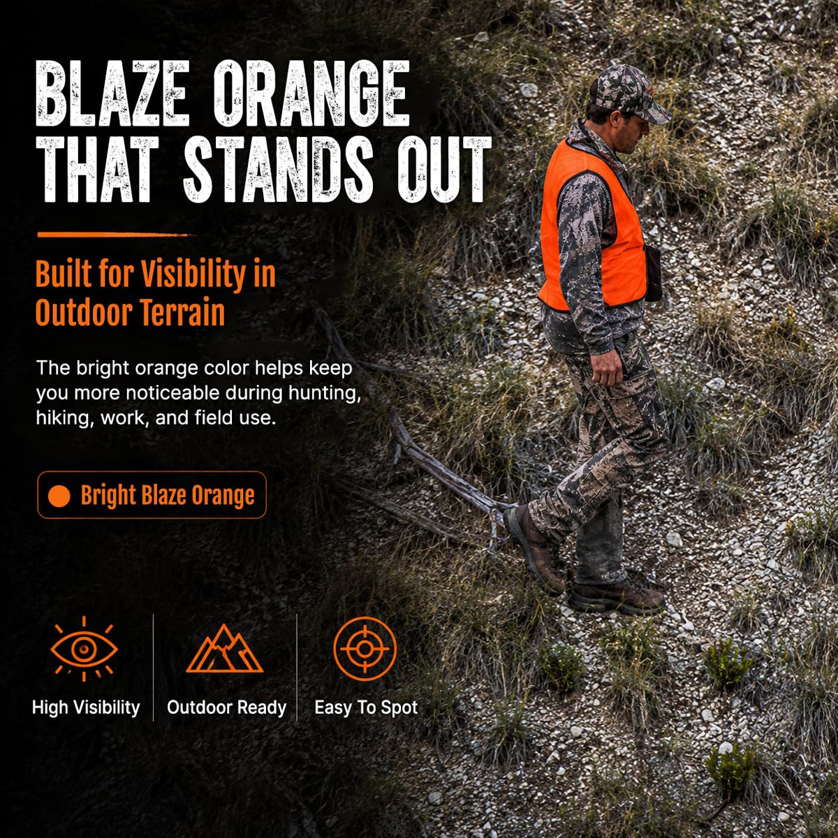 Lightweight Mesh Blaze Orange Hunting Safety Vest - Orange Aglow Official Imagery - 5