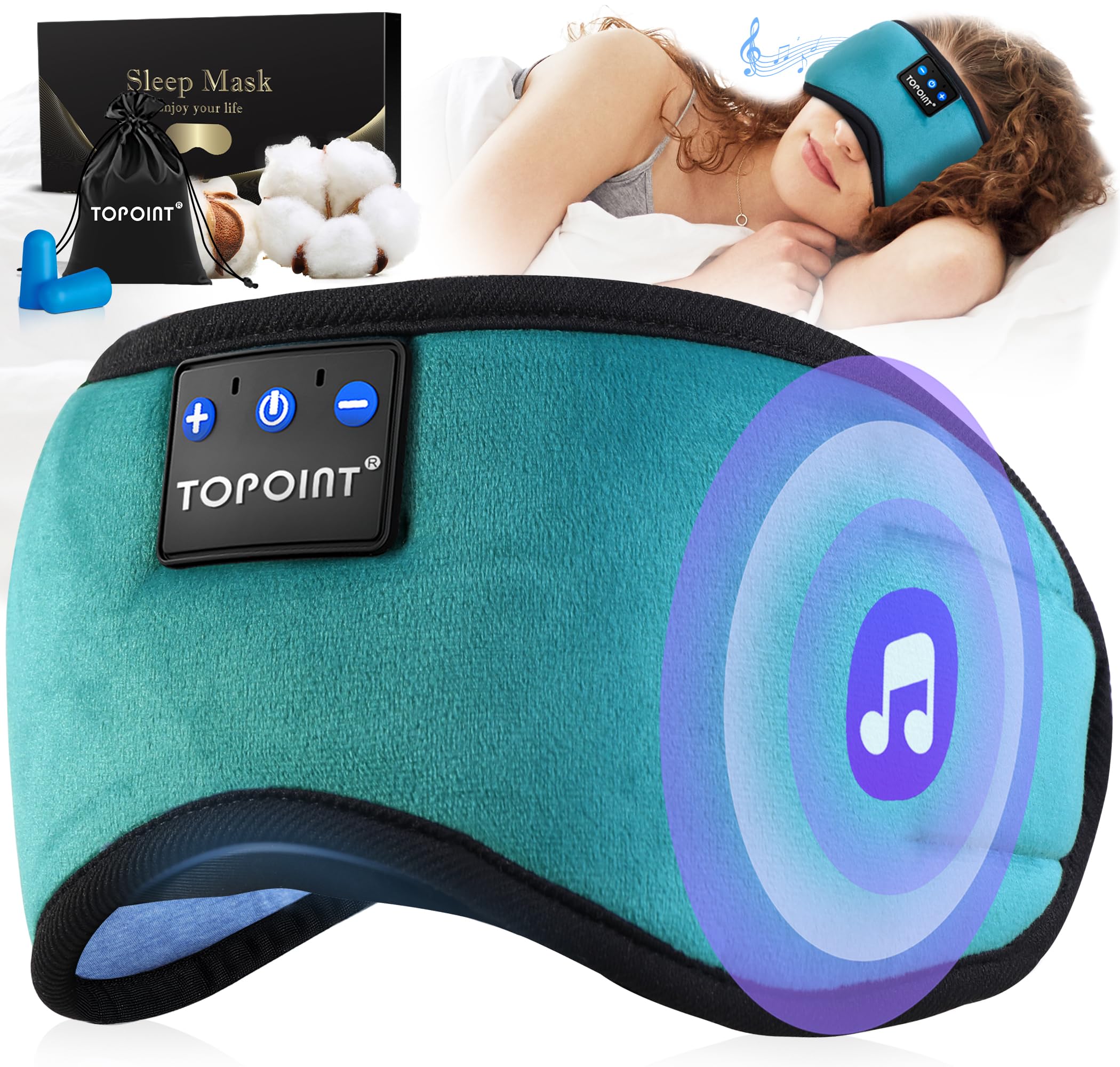 TOPOINT Sleep Mask with Headphones Bluetooth 5.4 Wireless, Sleep Headphone with - TOPOINT Official Product View 1