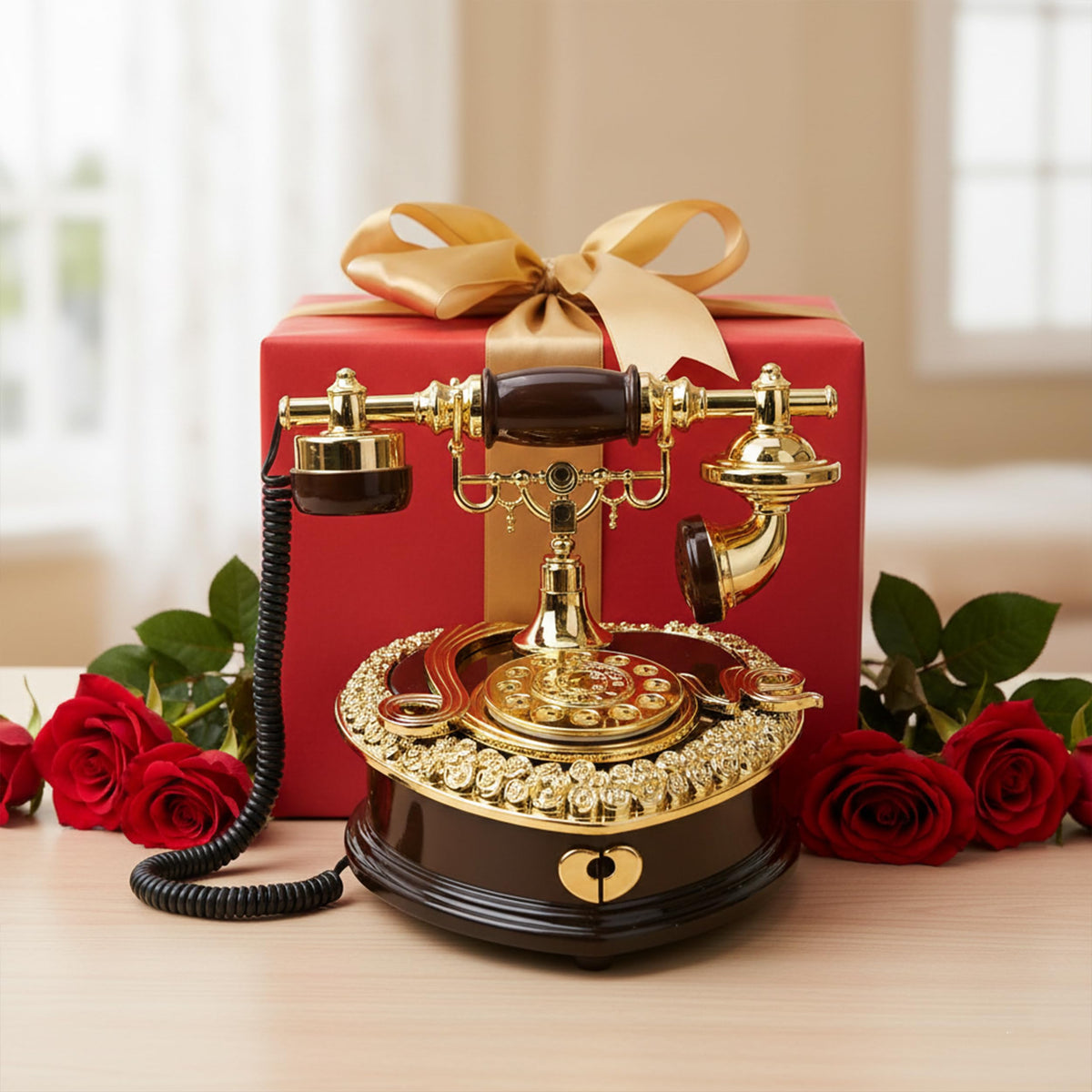 Big Telephone Trinkets 7x8 Vintage Musical Jewelry Box with - BuleVina Official Imagery - 7