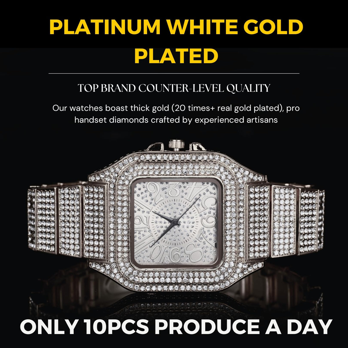 Halukakah Diamonds Gold Watch Iced Out Men s 18K Real Gold - Halukakah Official Imagery - 5